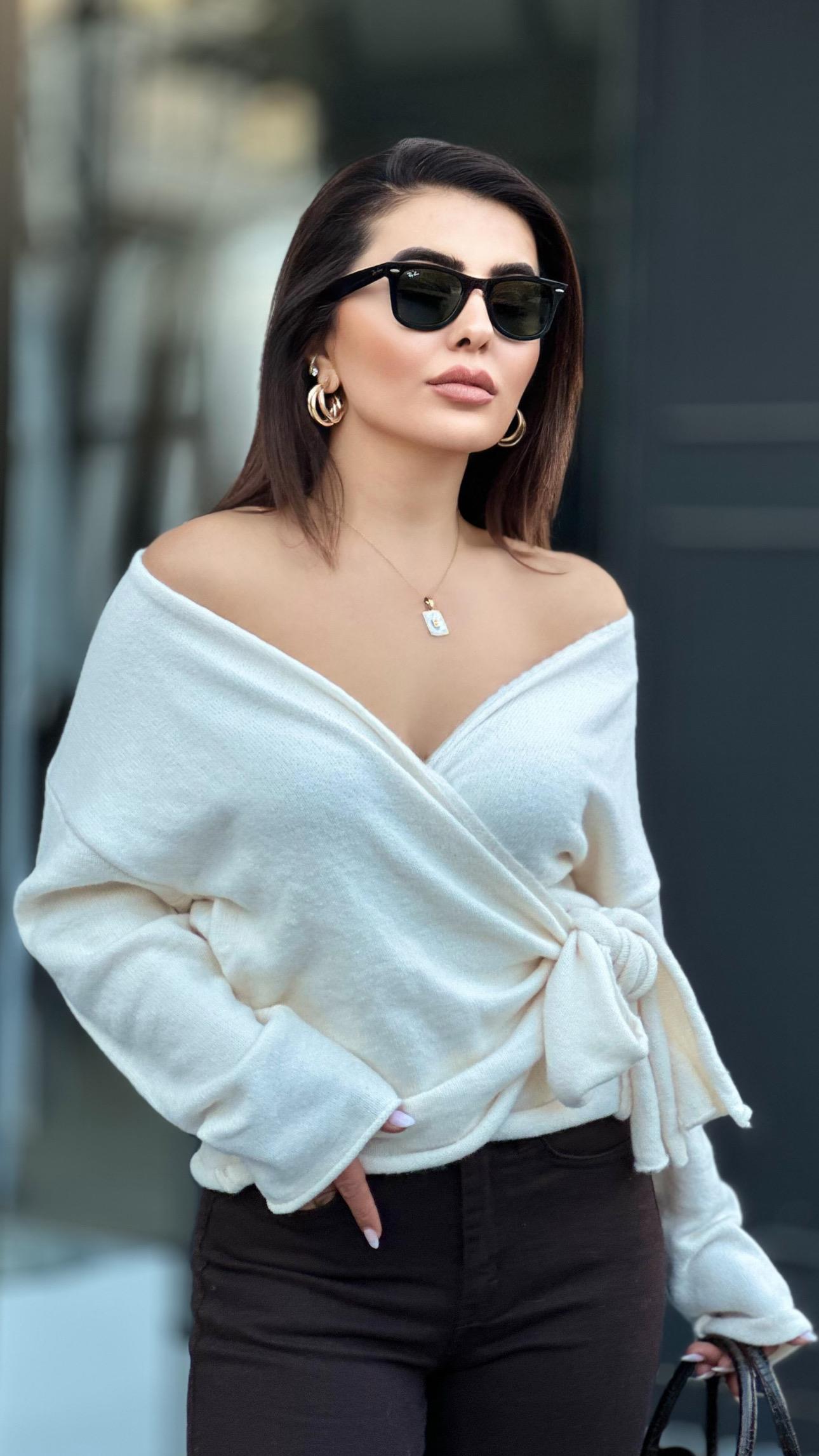 Cream Wrap-Around Sweater