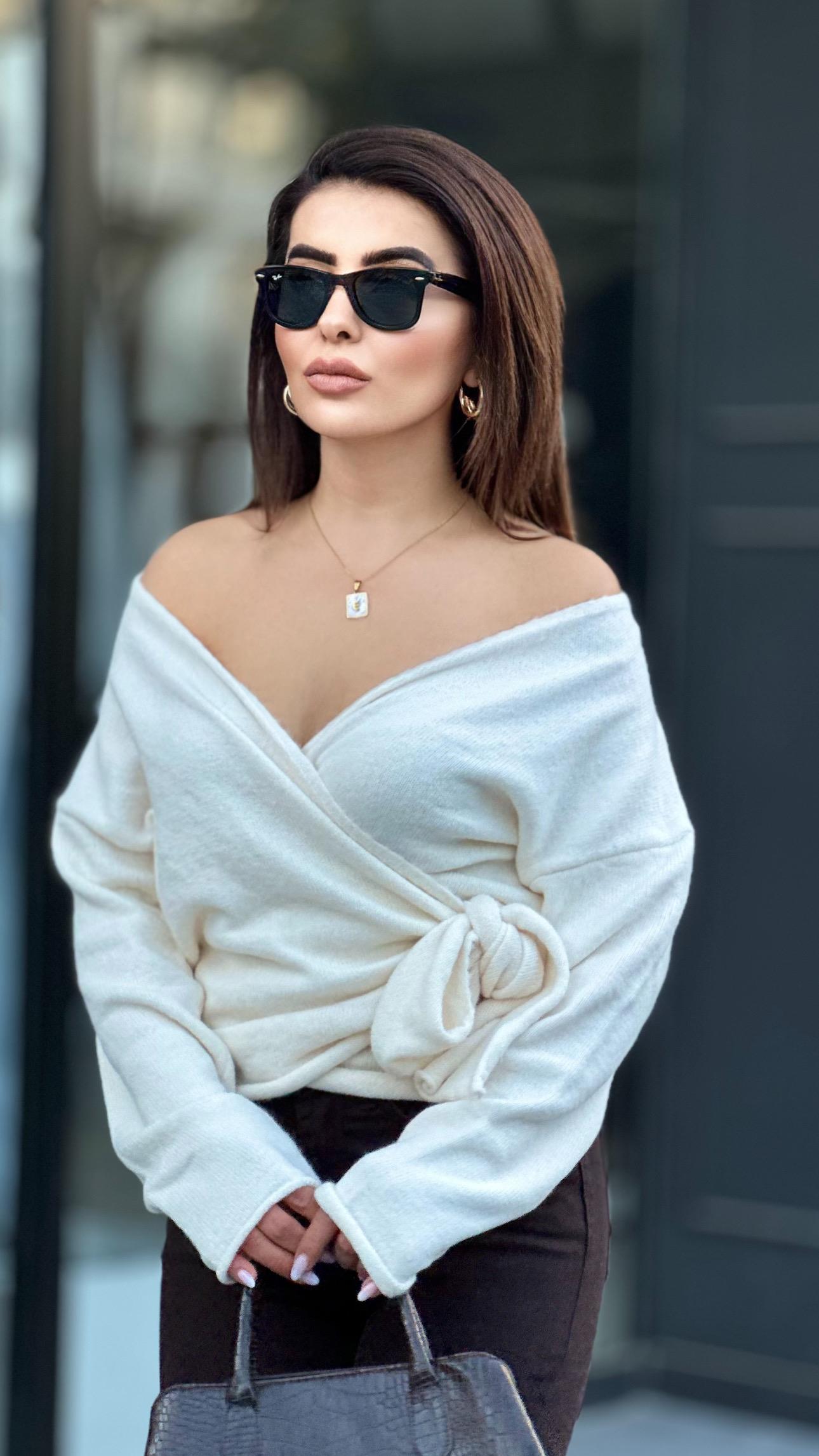 Cream Wrap-Around Sweater