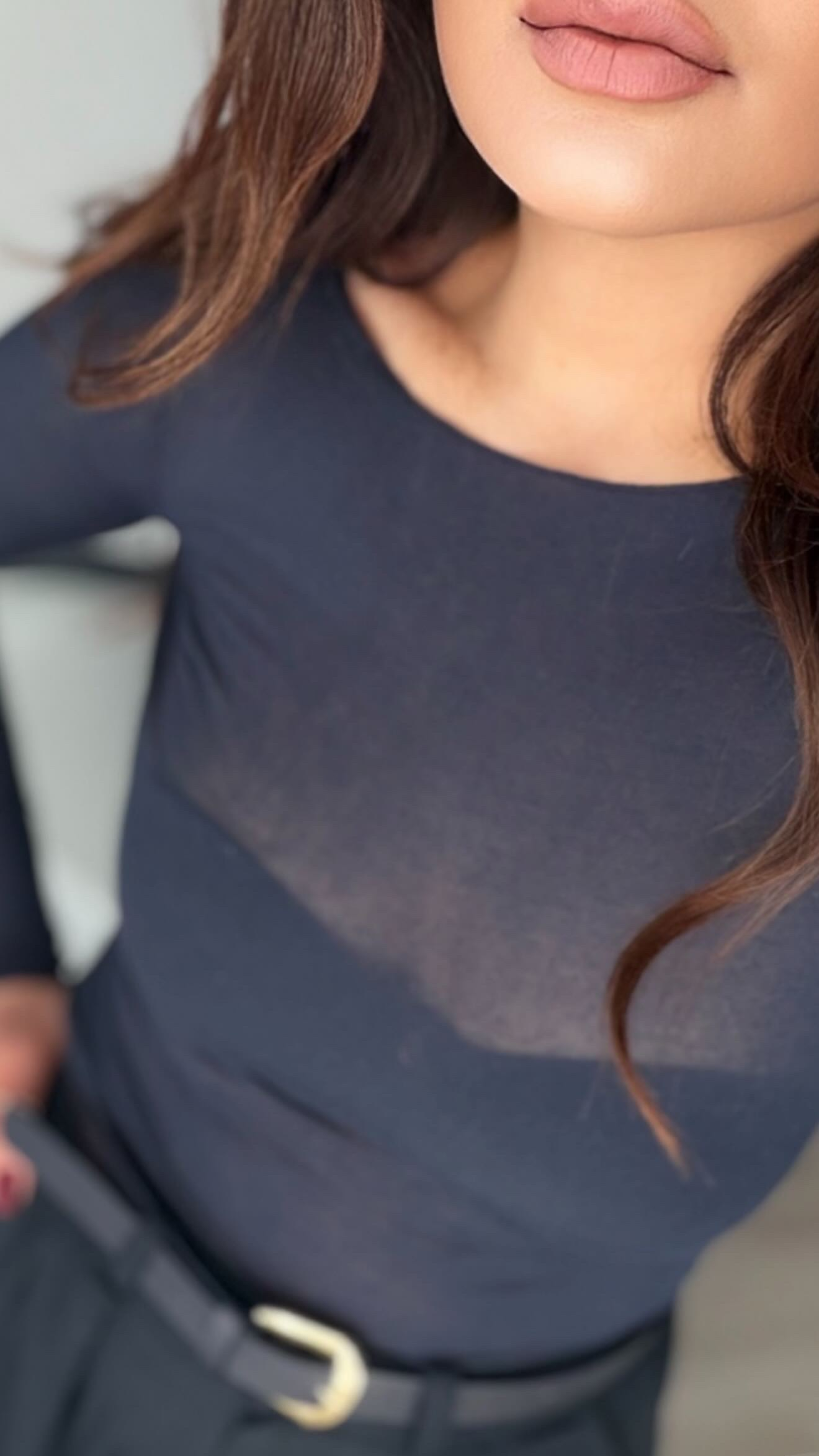 Navy Blue Boat Neck Cashmere Blouse