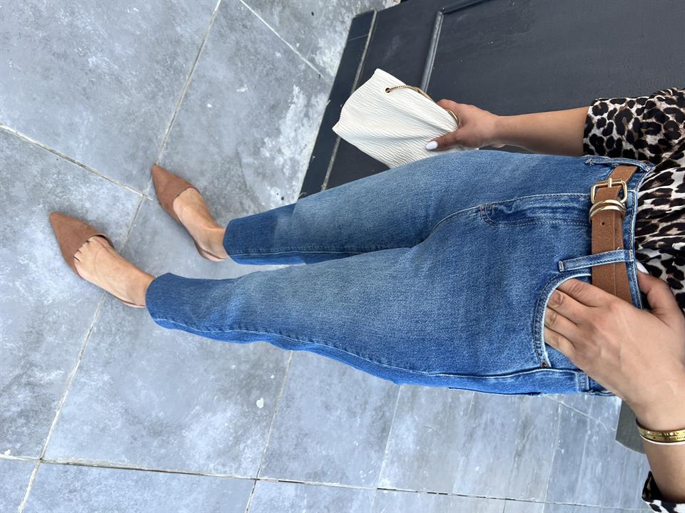 Lacivert Mom Fit Jean