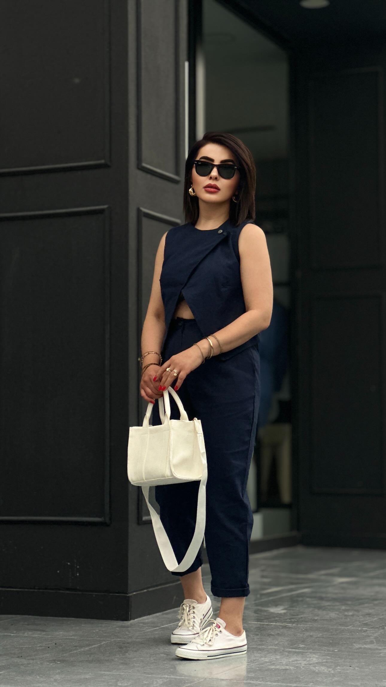 Navy Blue Cotton Linen Suit
