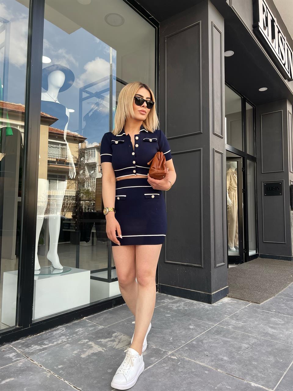 Navy Blue Knitted Set