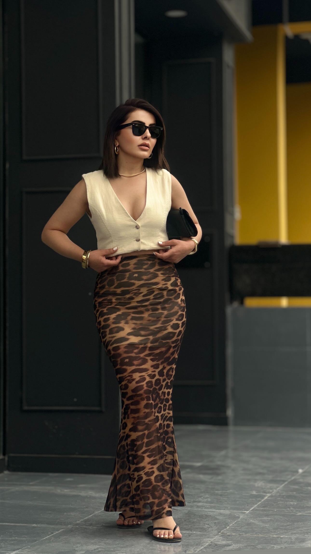 Leopard Print Lined Tulle Skirt