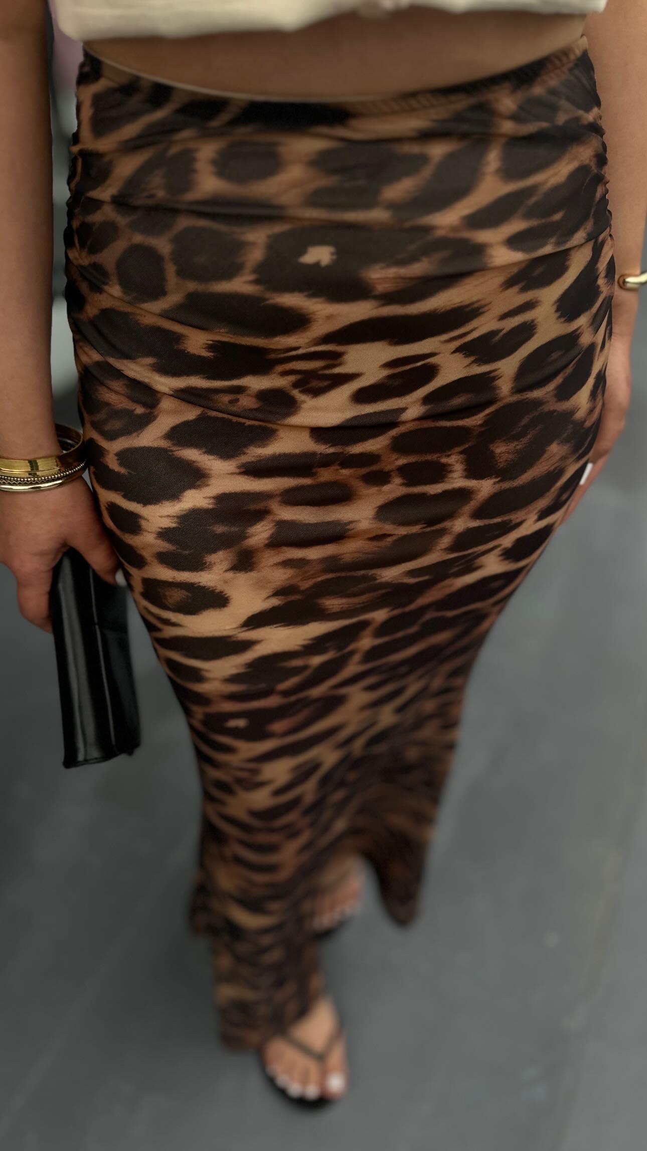 Leopard Print Lined Tulle Skirt