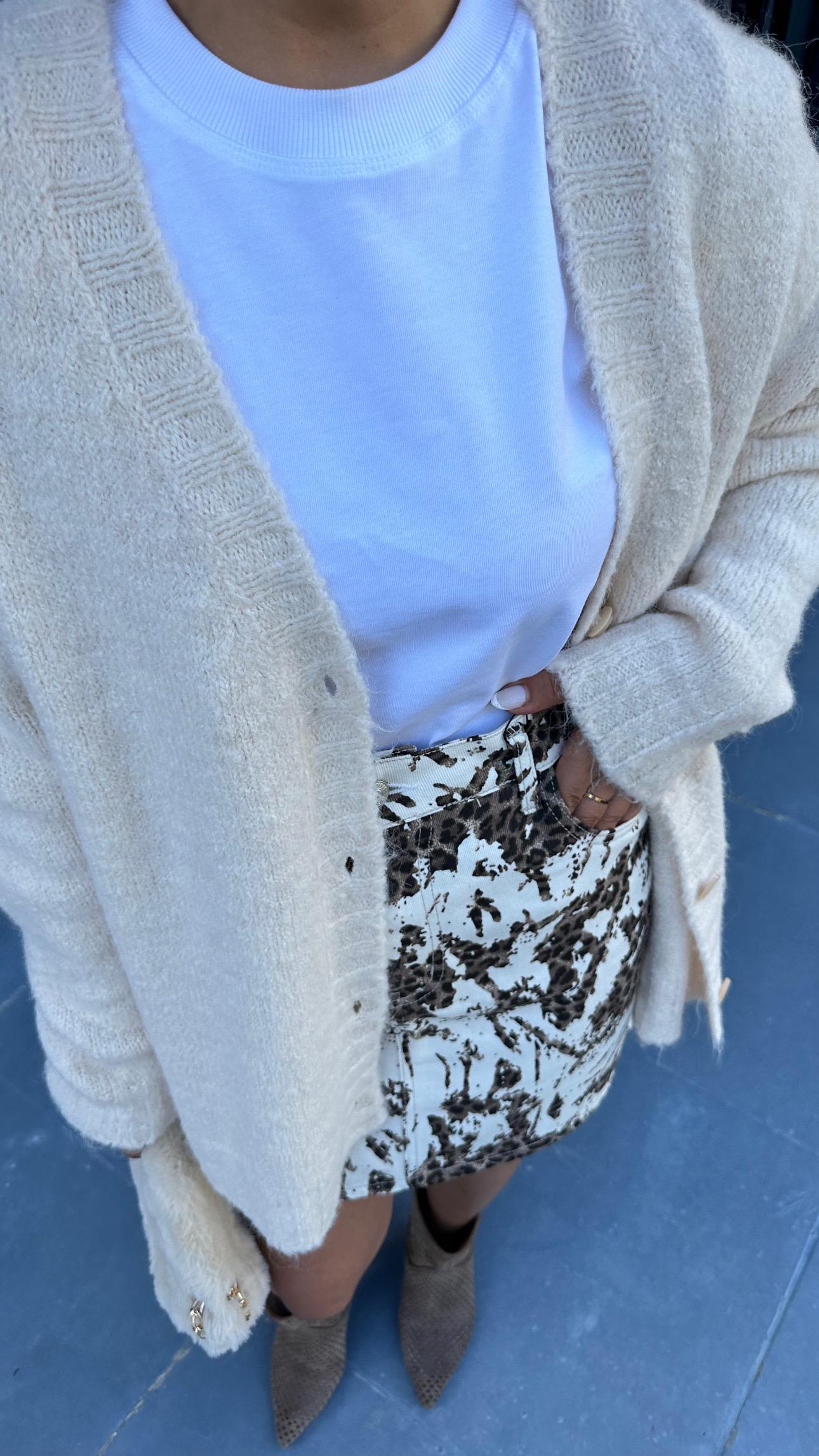 Leopard Print Gabardine Mini Skirt