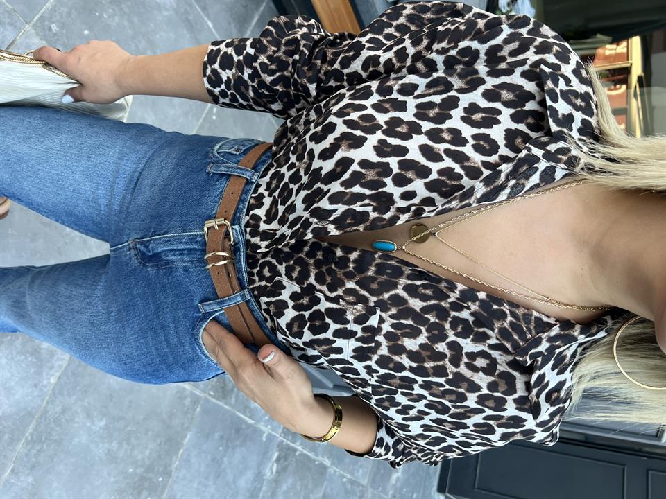 Leopar Desen Gömlek