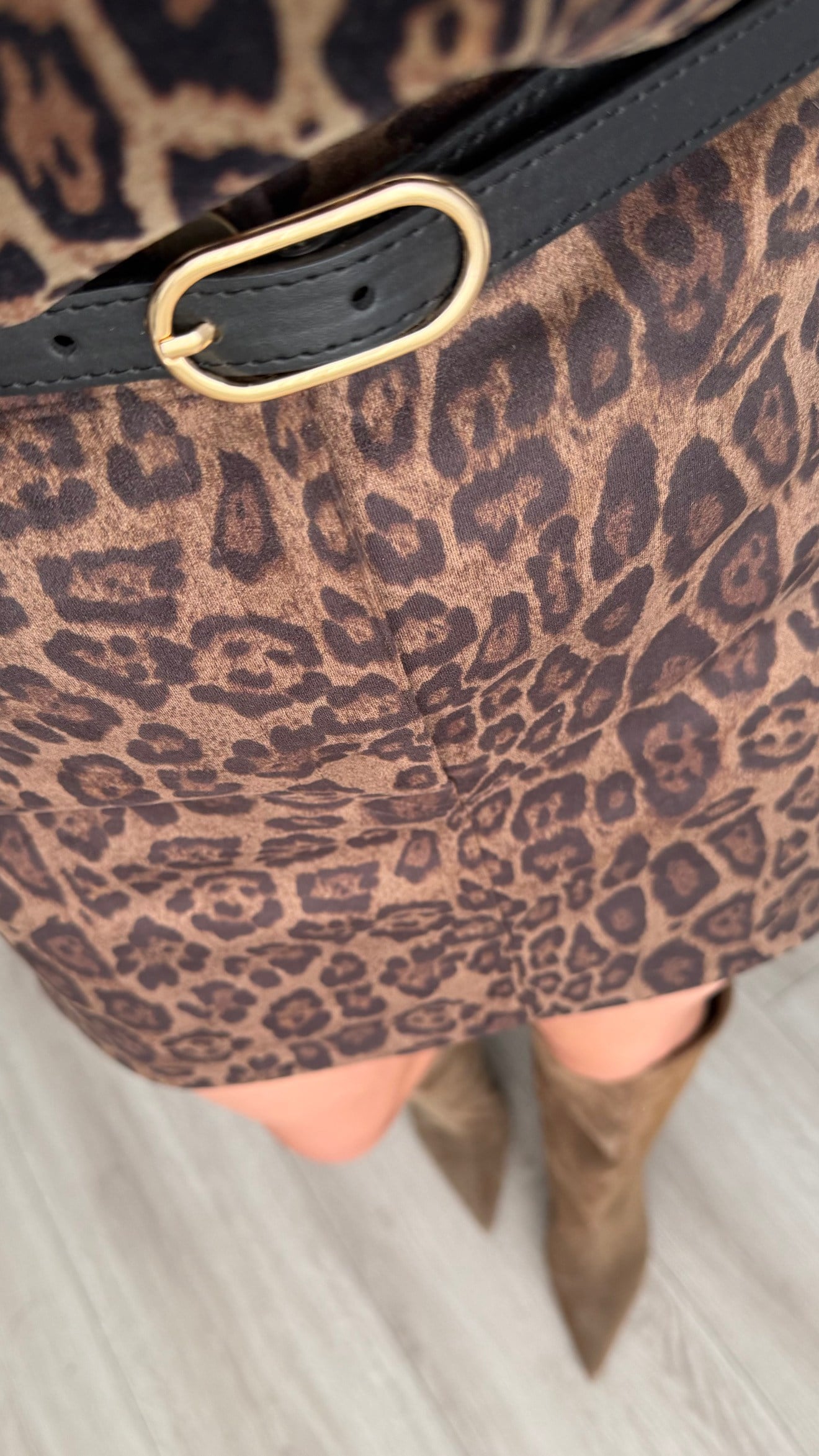 Leopard Print Belted Mini Skirt
