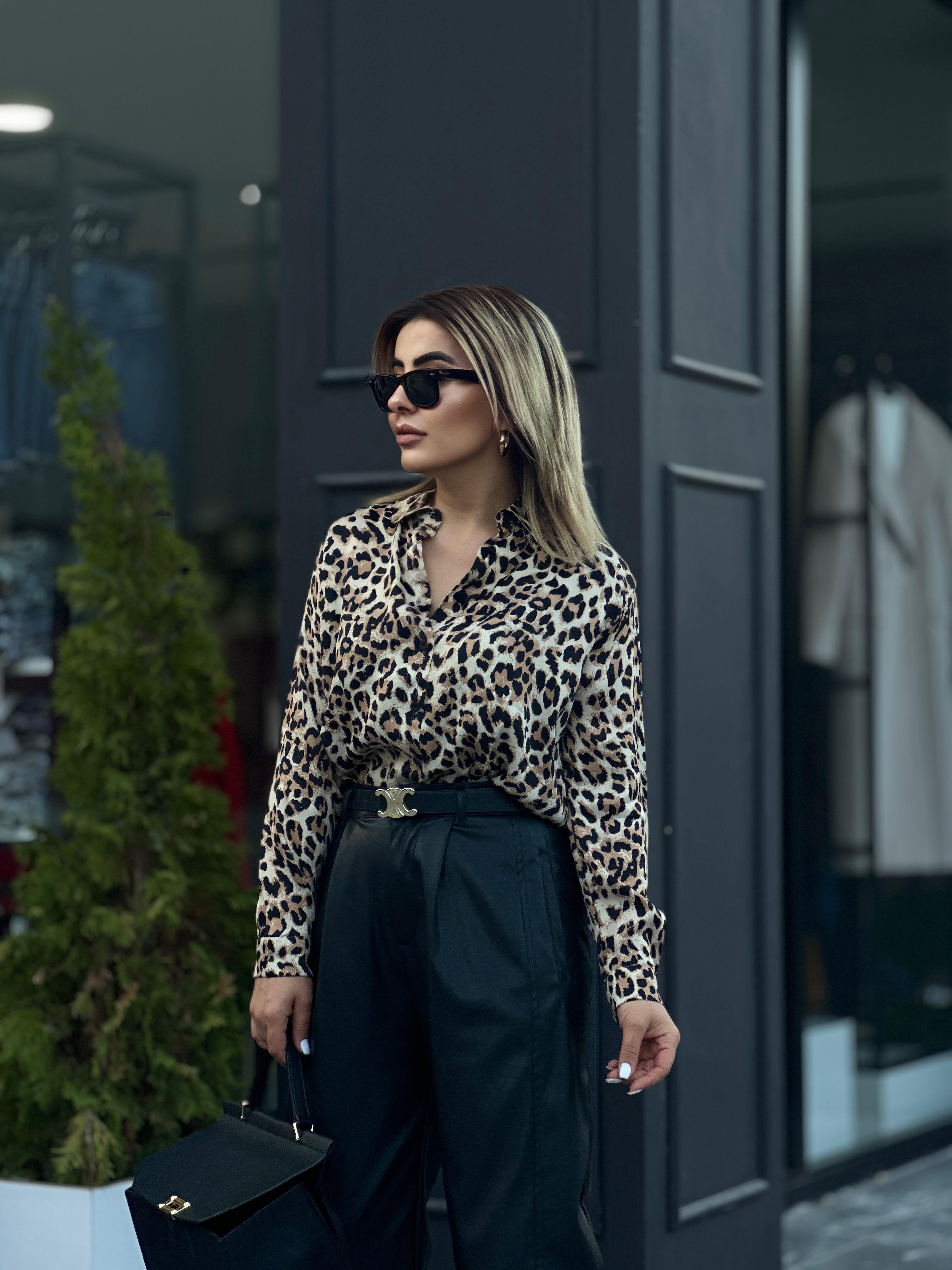 Leopard Print Satin Shirt