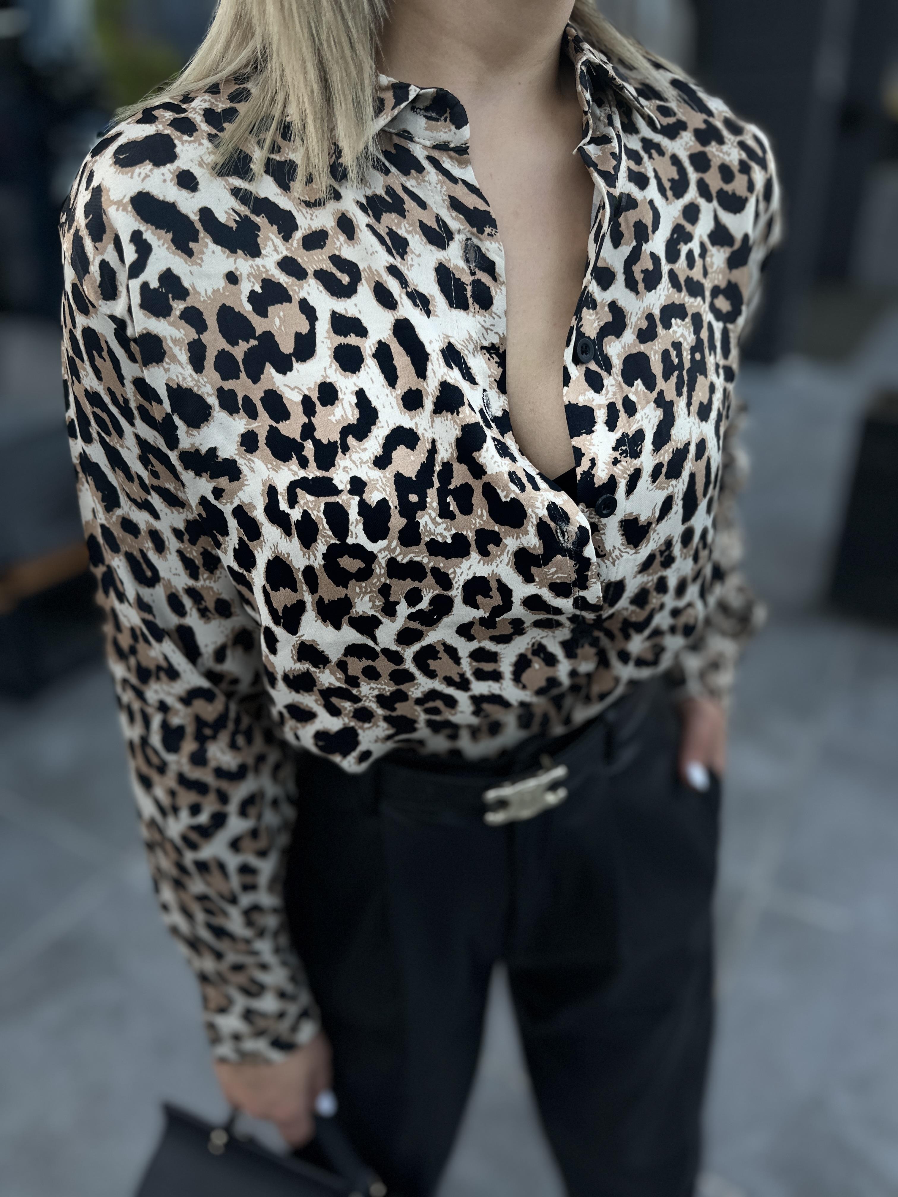 Leopard Print Satin Shirt
