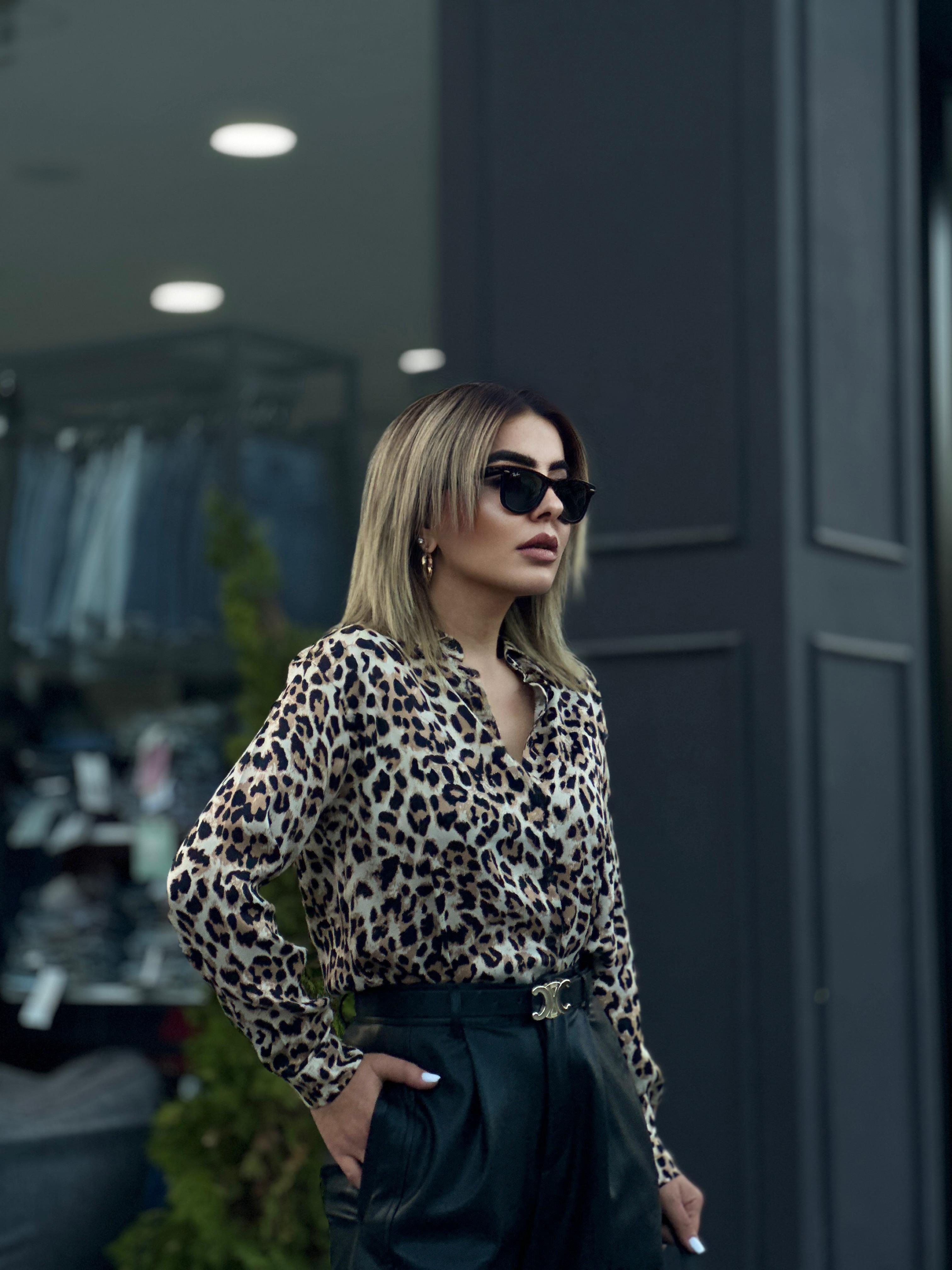 Leopard Print Satin Shirt