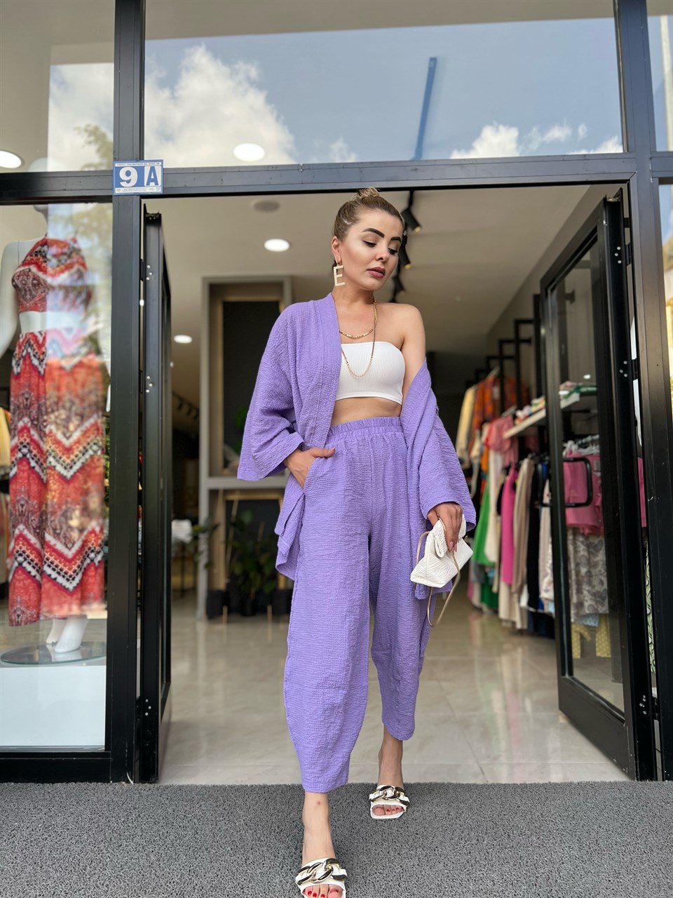 Lilac Waffle Fabric Set