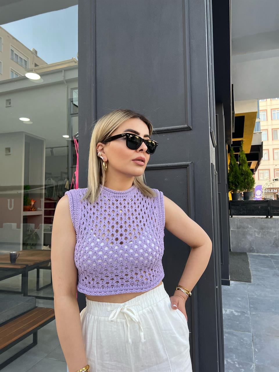 Lilac Knitted Crop
