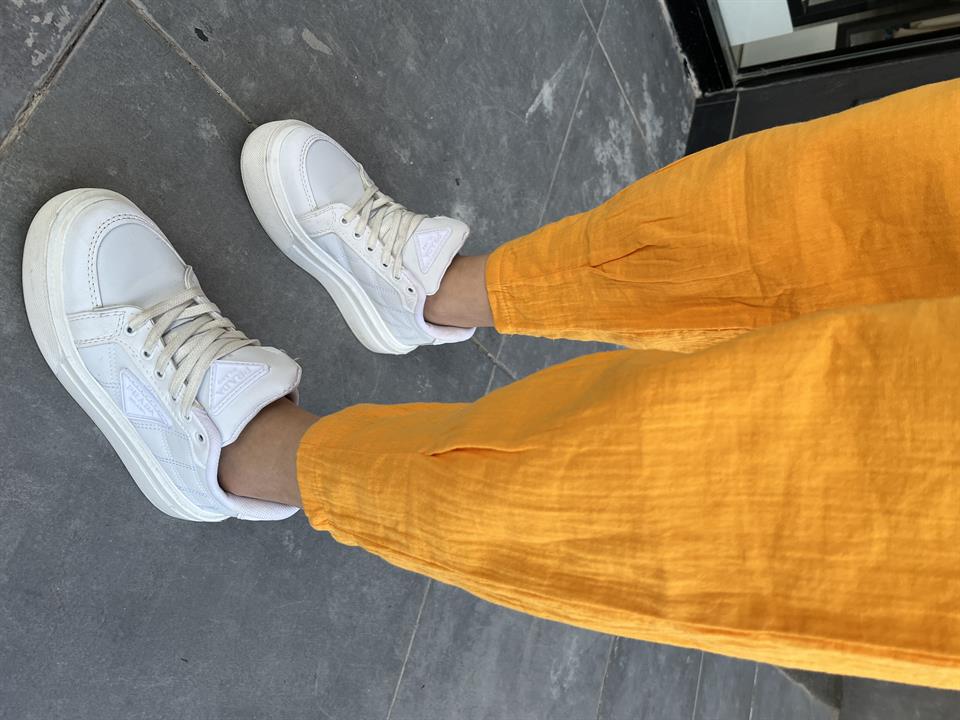 Mango Muslin Trousers with Hem Darts