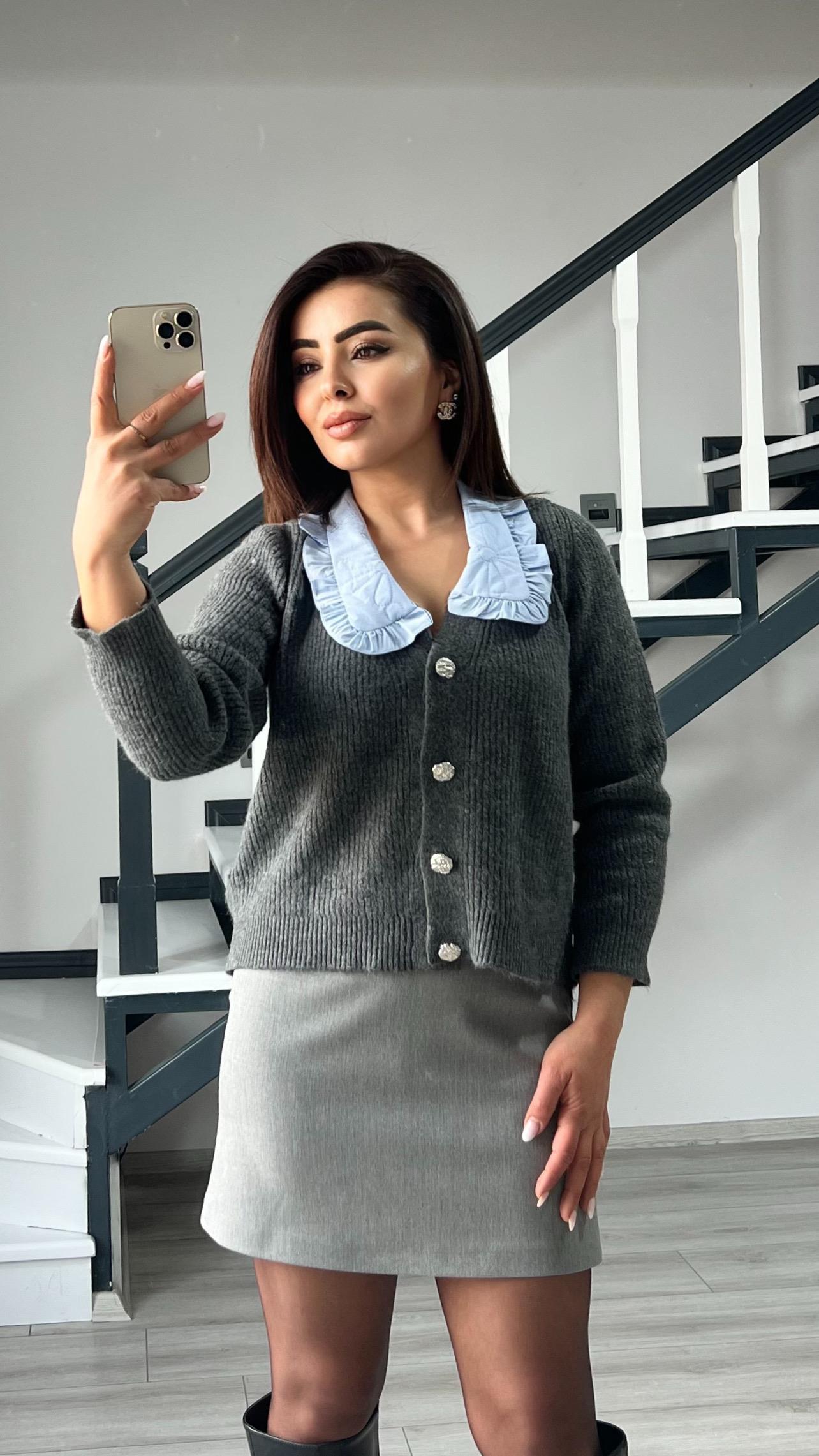 كارديجان للأطفال من ماركة موديل أنثراسيت بياقة صغيرة