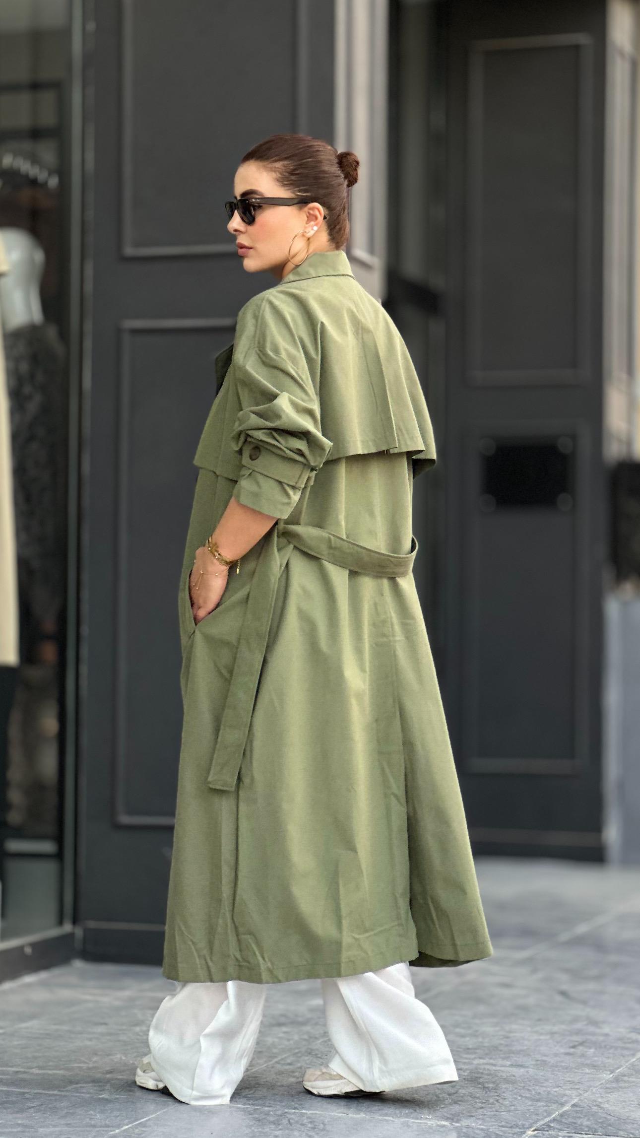 Brand Model Khaki Oversize Trench Coat