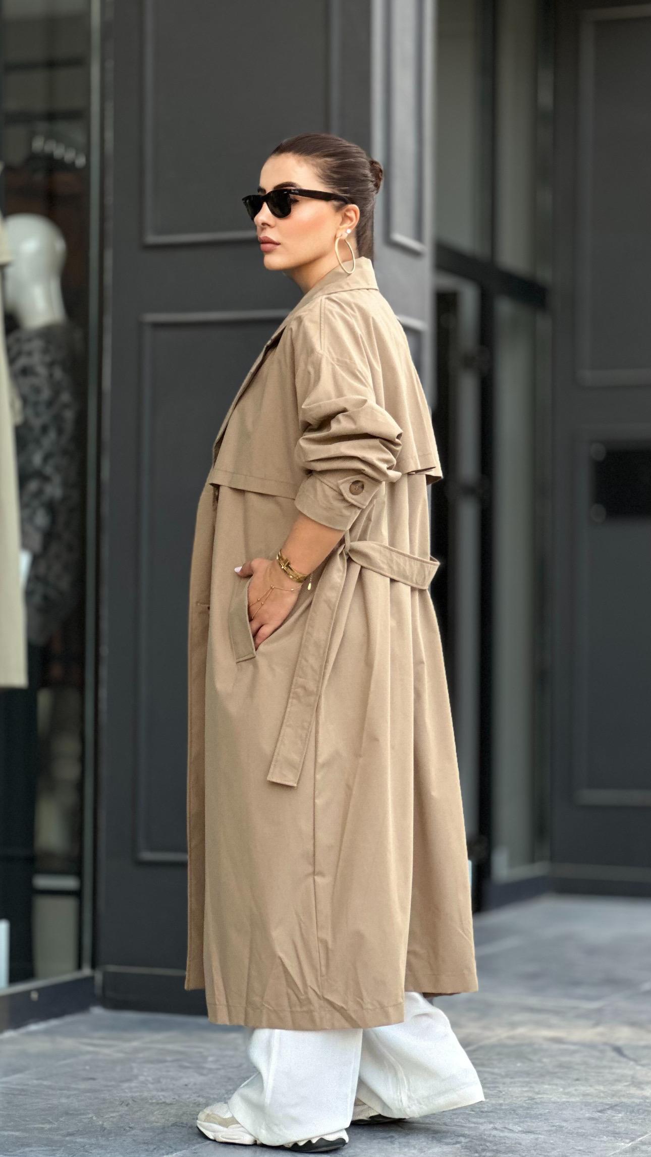 Brand Model Coffee Oversize Trench Coat