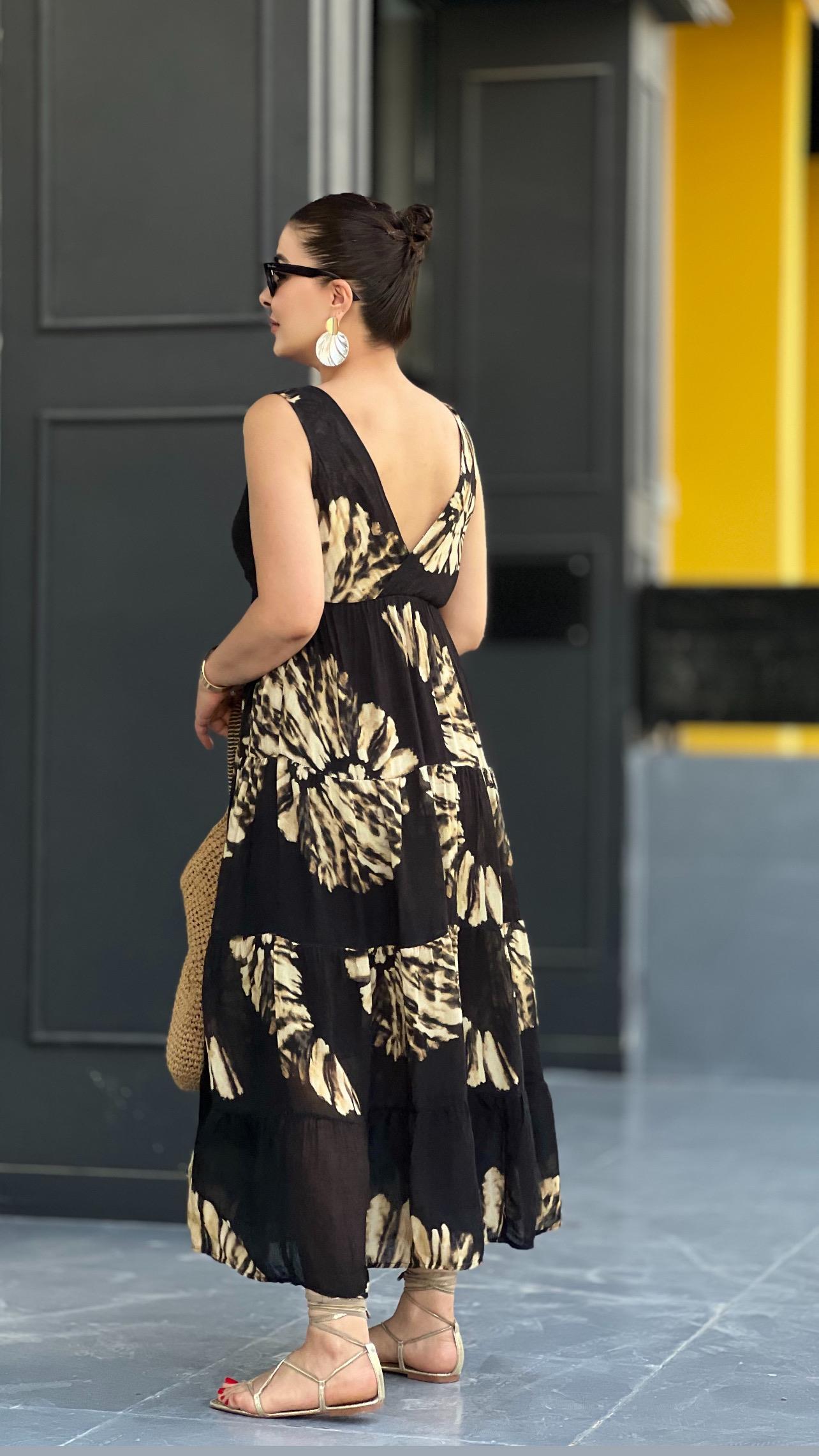 Marka Model Leopar Desen %100 Pamuk Elbise 