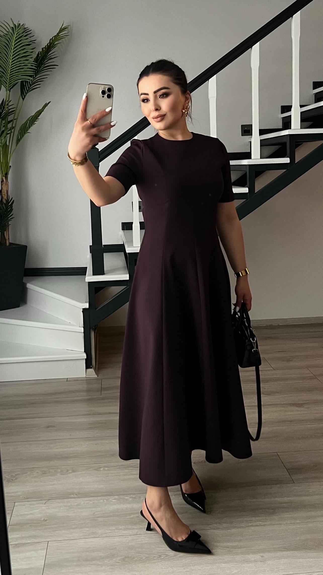 Marka Model Mürdüm Premium Volanlı Midi Boy Elbise