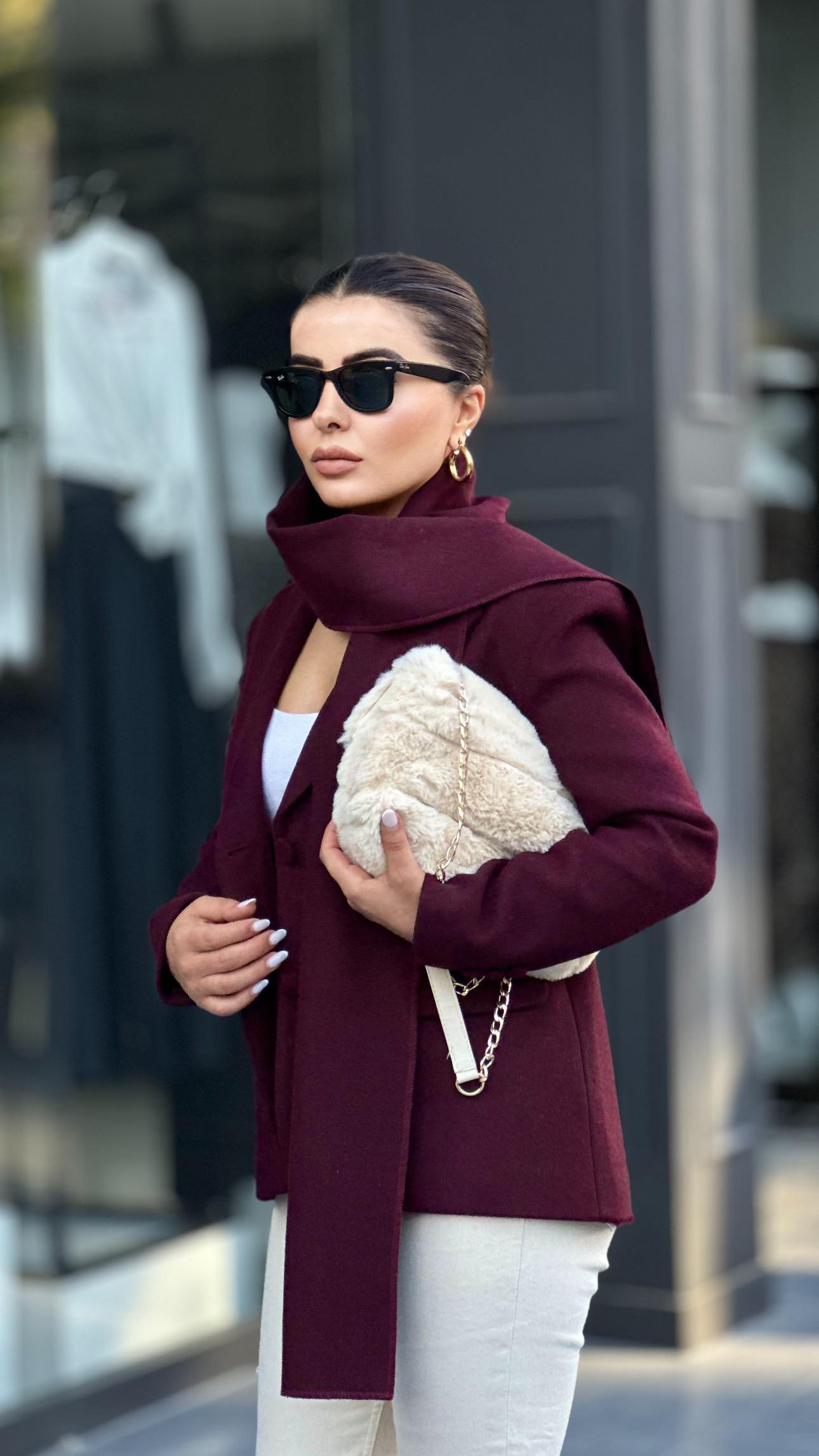 Marka Model Mürdüm Şal Detaylı Blazer Ceket