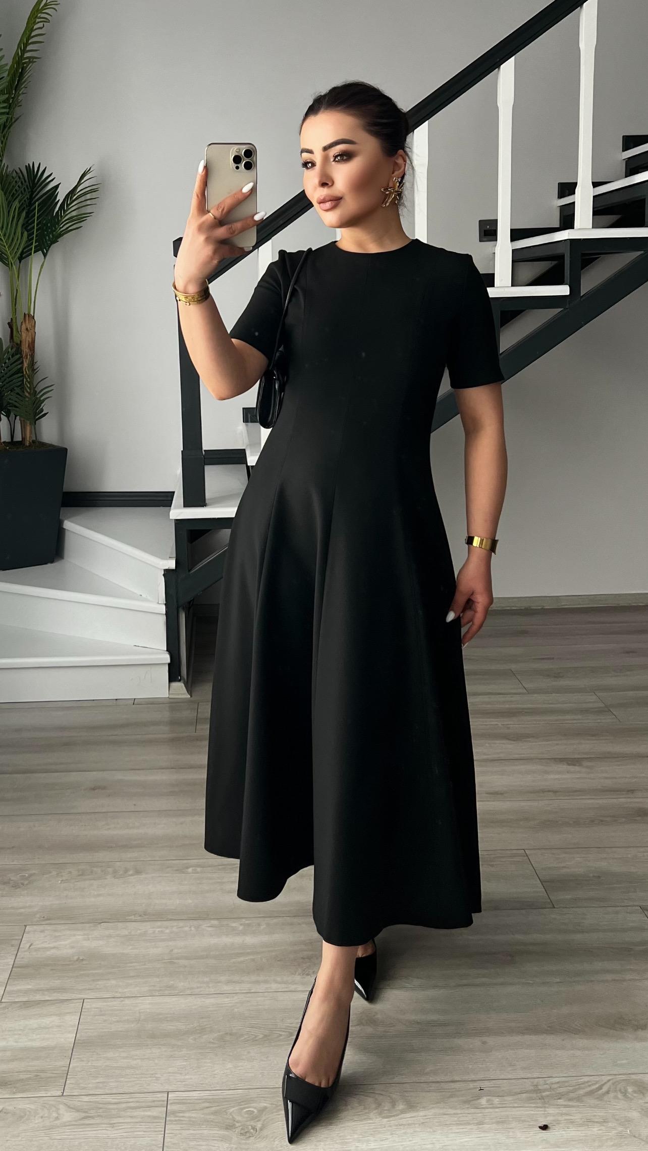 Marka Model Siyah Premium Volanlı Midi Boy Elbise 