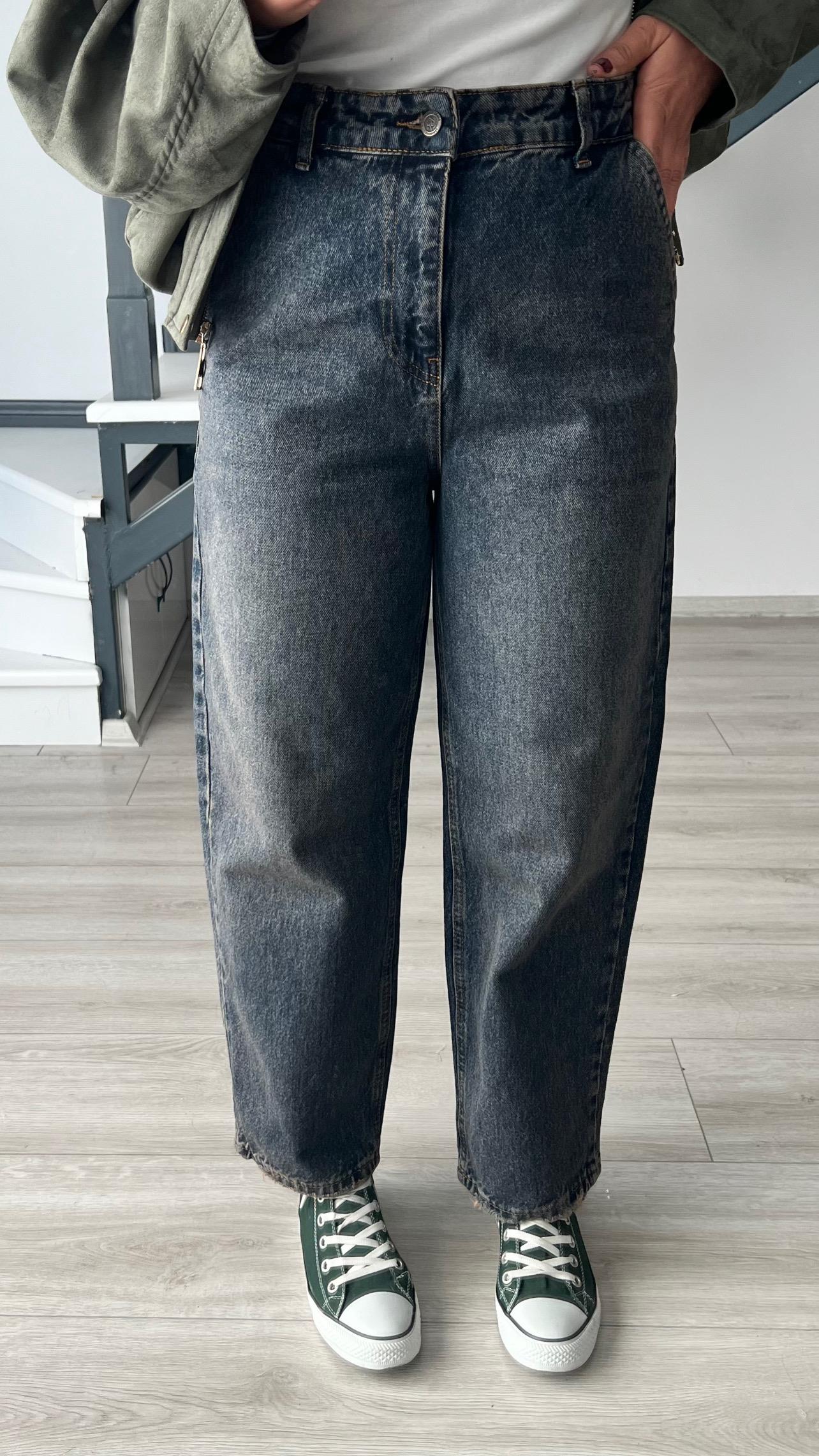 Mavi Eskitme Yıkamalı Skater Jean