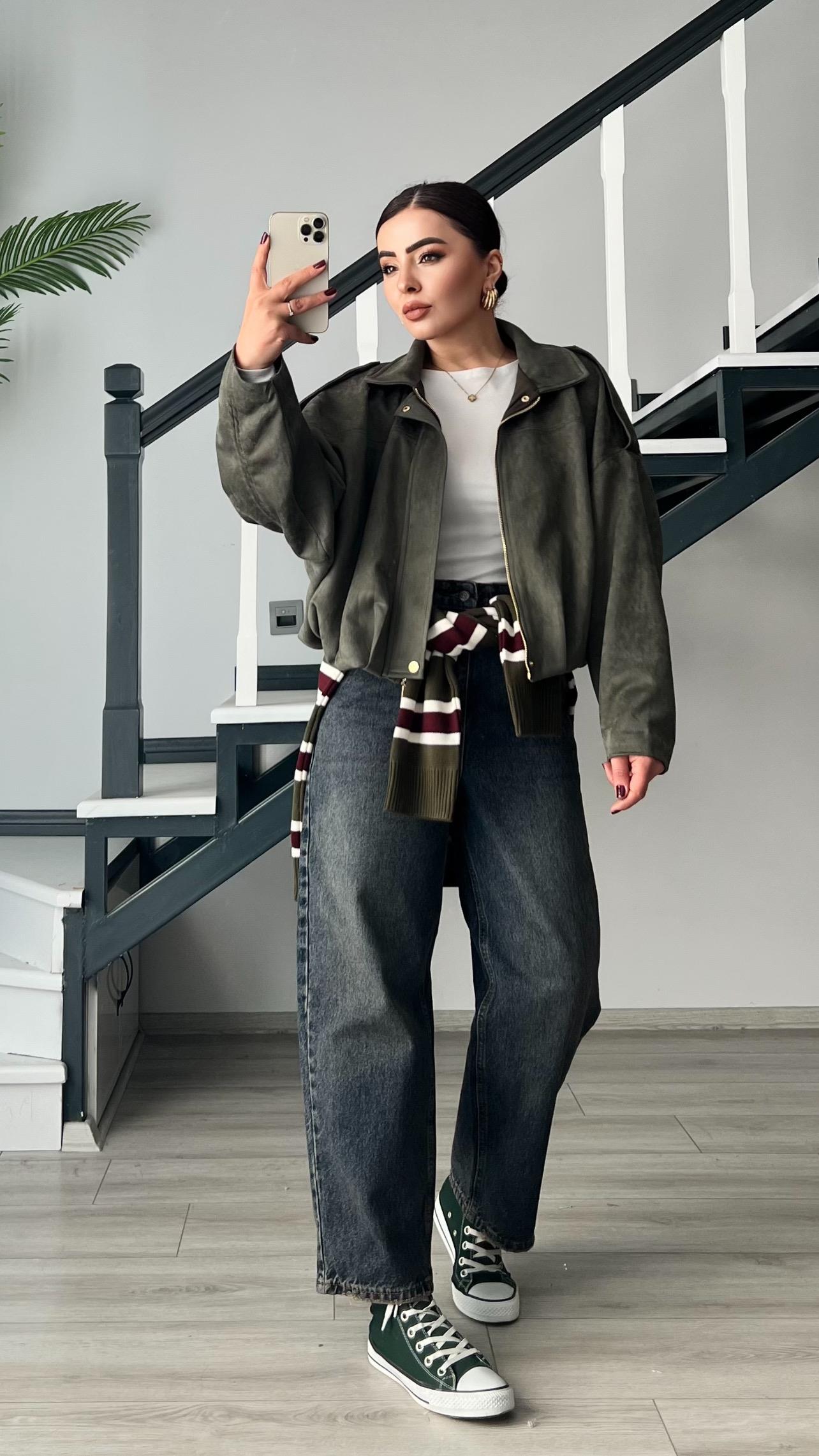 Mavi Eskitme Yıkamalı Skater Jean