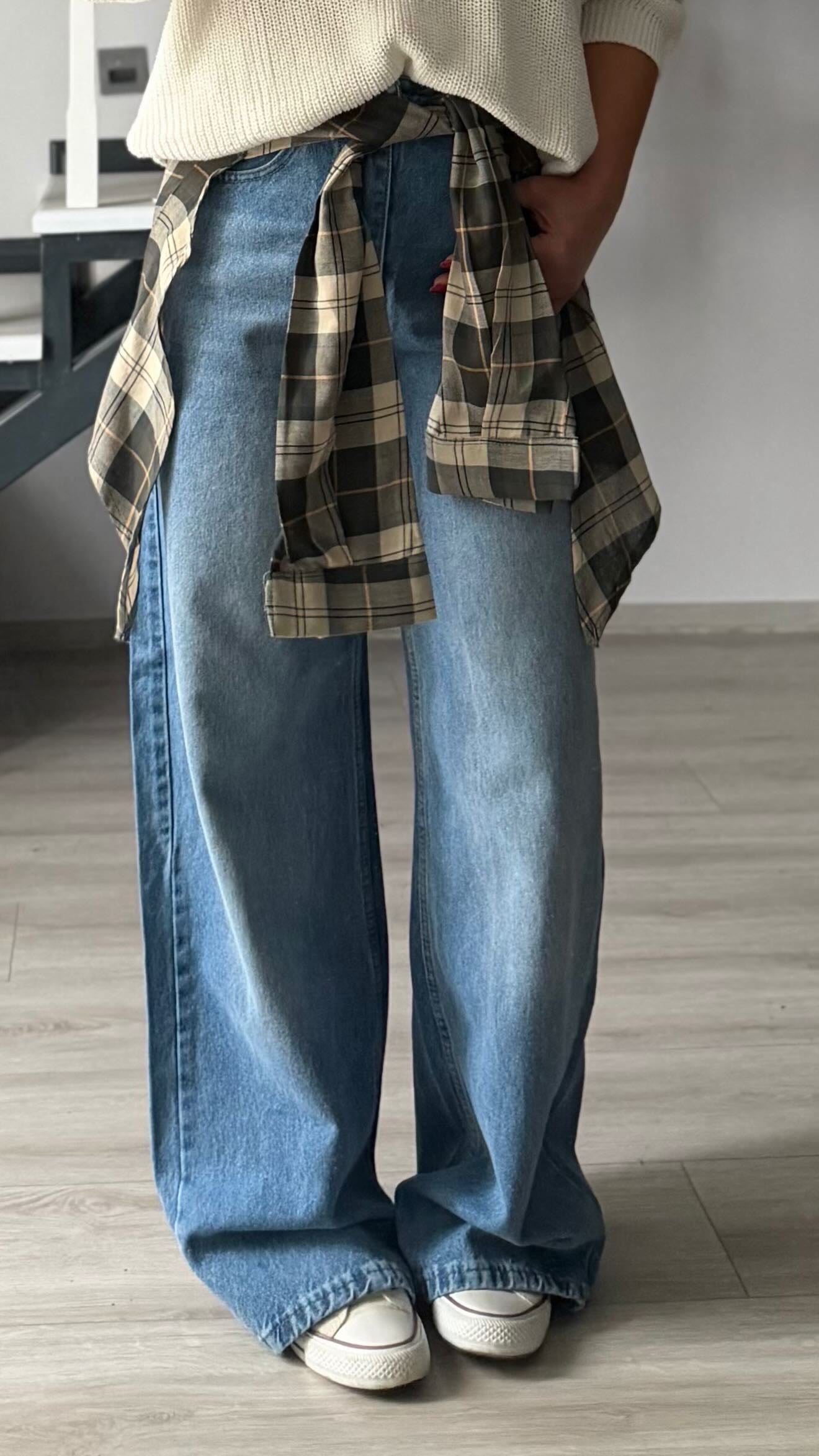 Mavi Gömlek Aksesuarlı Tencel Jean