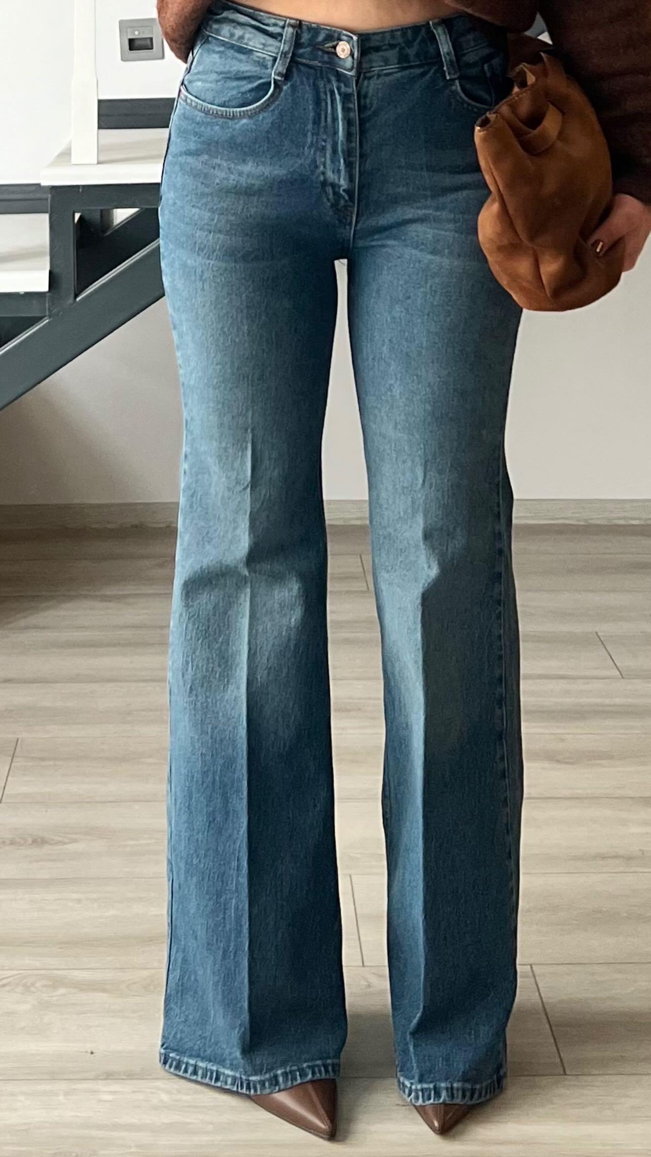 Blue Spanish-style flared jeans