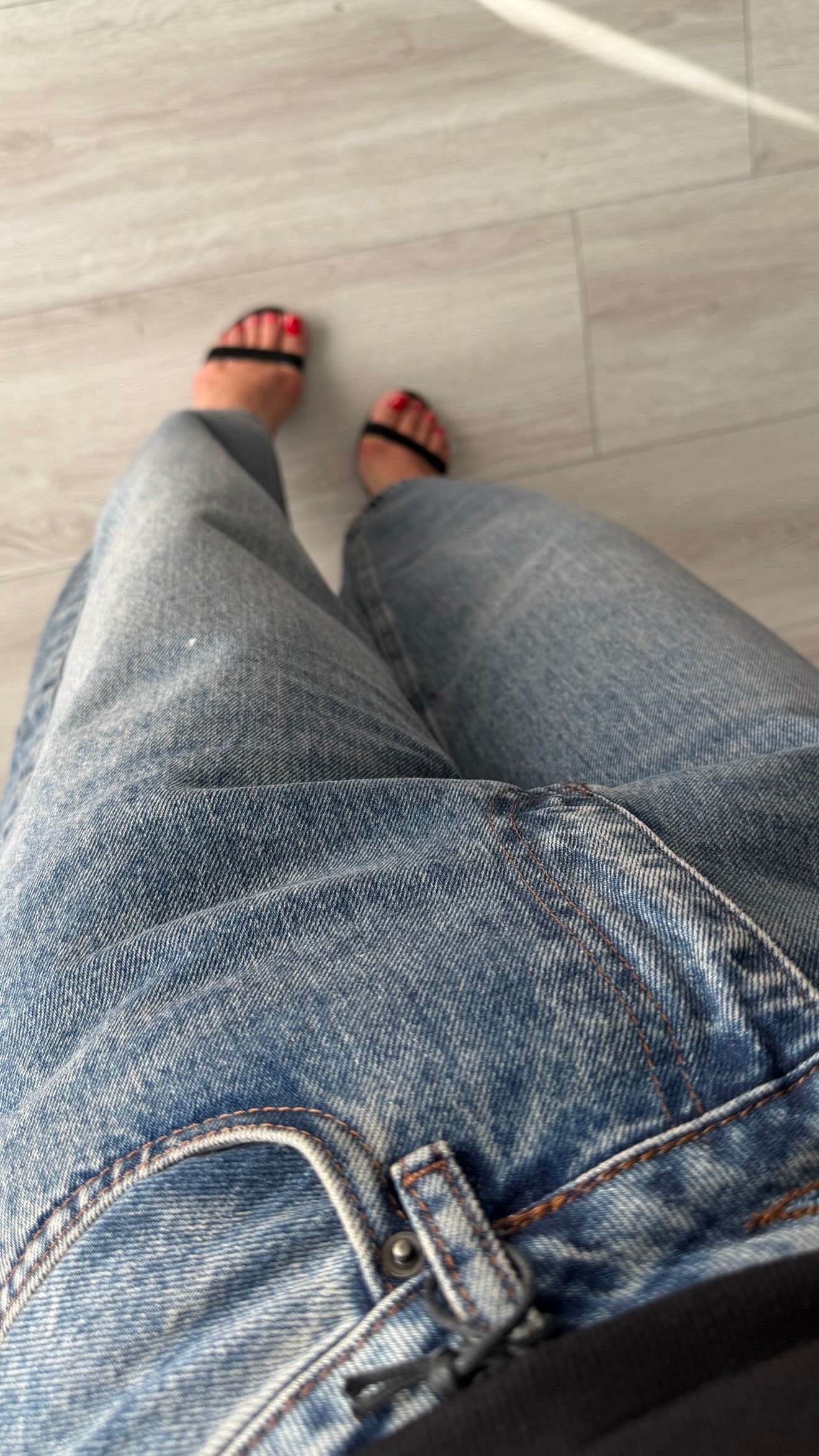 Blue Snow-Washed Distressed Tinted Balloon Jeans