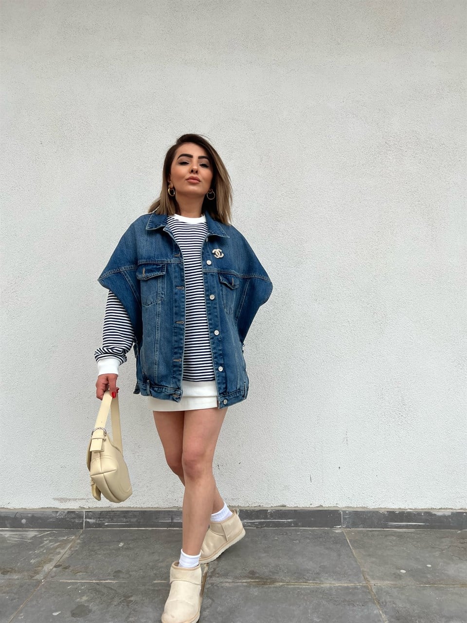 Mavi Oversize Denim Yelek