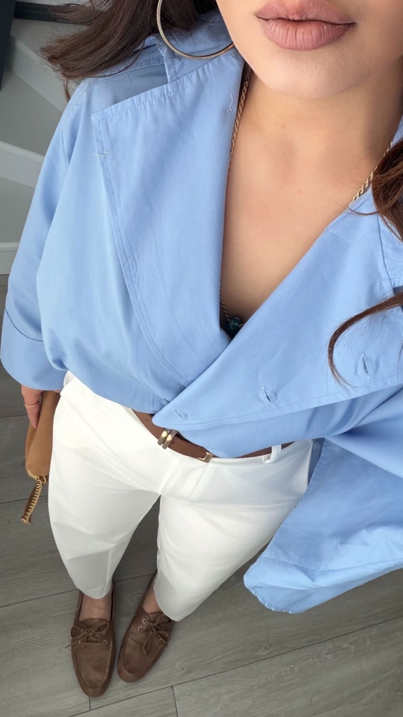 Blue Raglan Sleeve Poplin Shirt