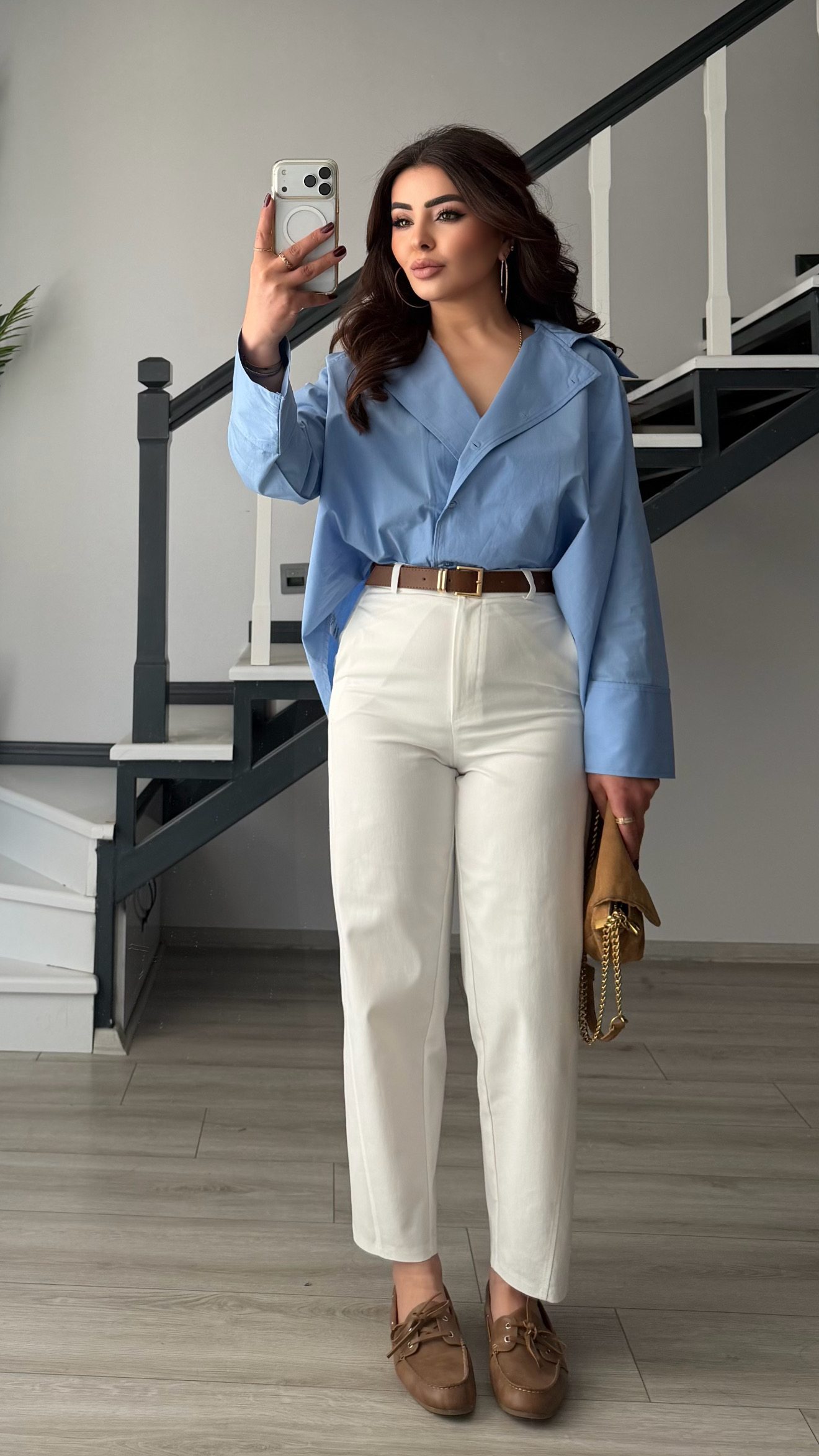Blue Raglan Sleeve Poplin Shirt