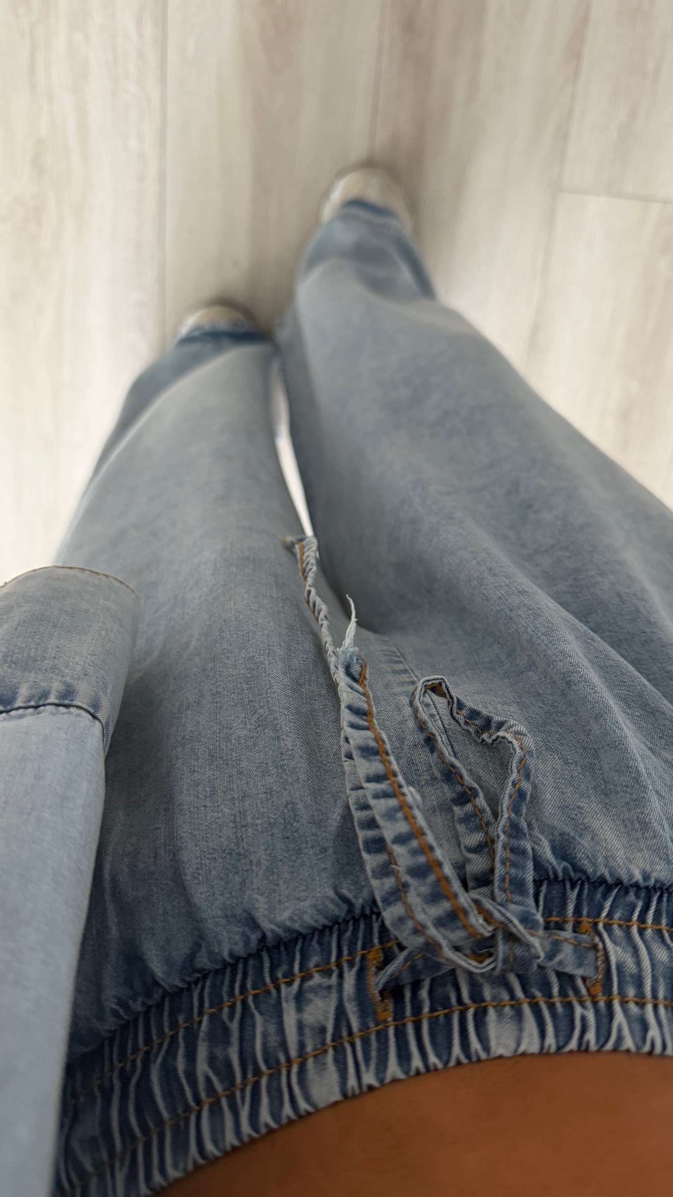 Blue Tencel Shirt and Elastic Waist Pants Set