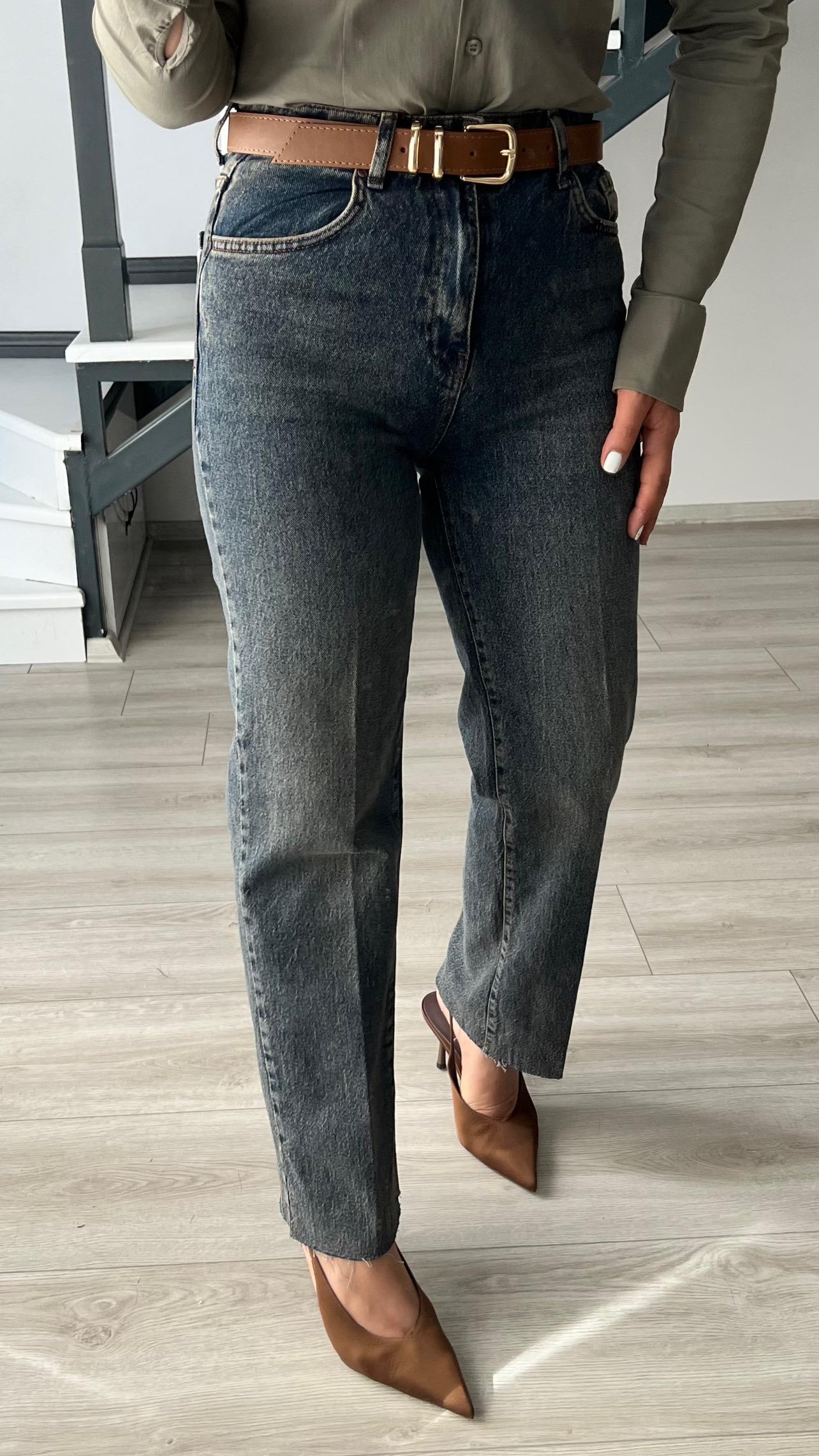Blue Tint Belted Lycra Cut-Ankle Premium Jean