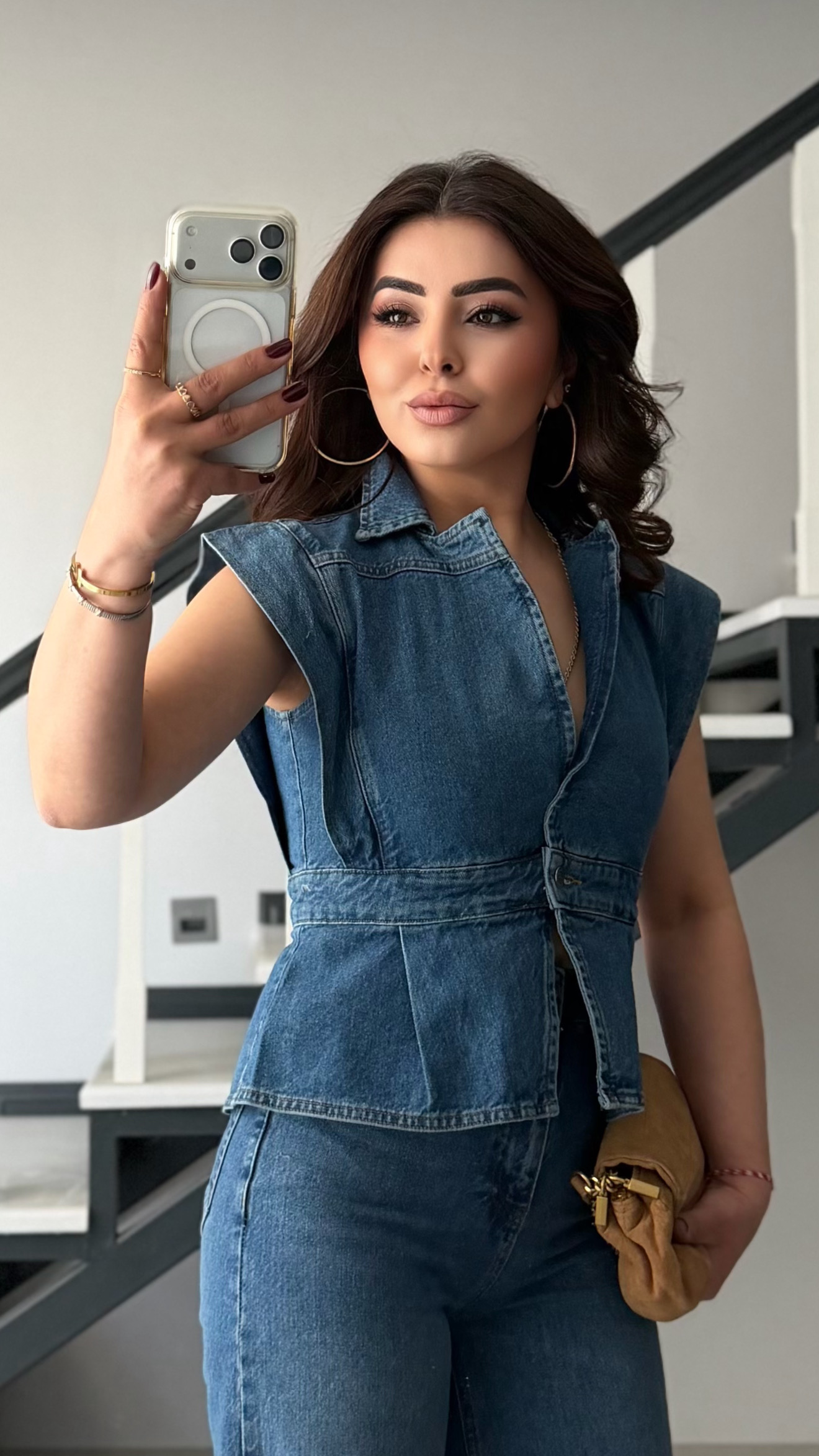 Mavi Yıkamalı Tek Düğme Denim Yelek