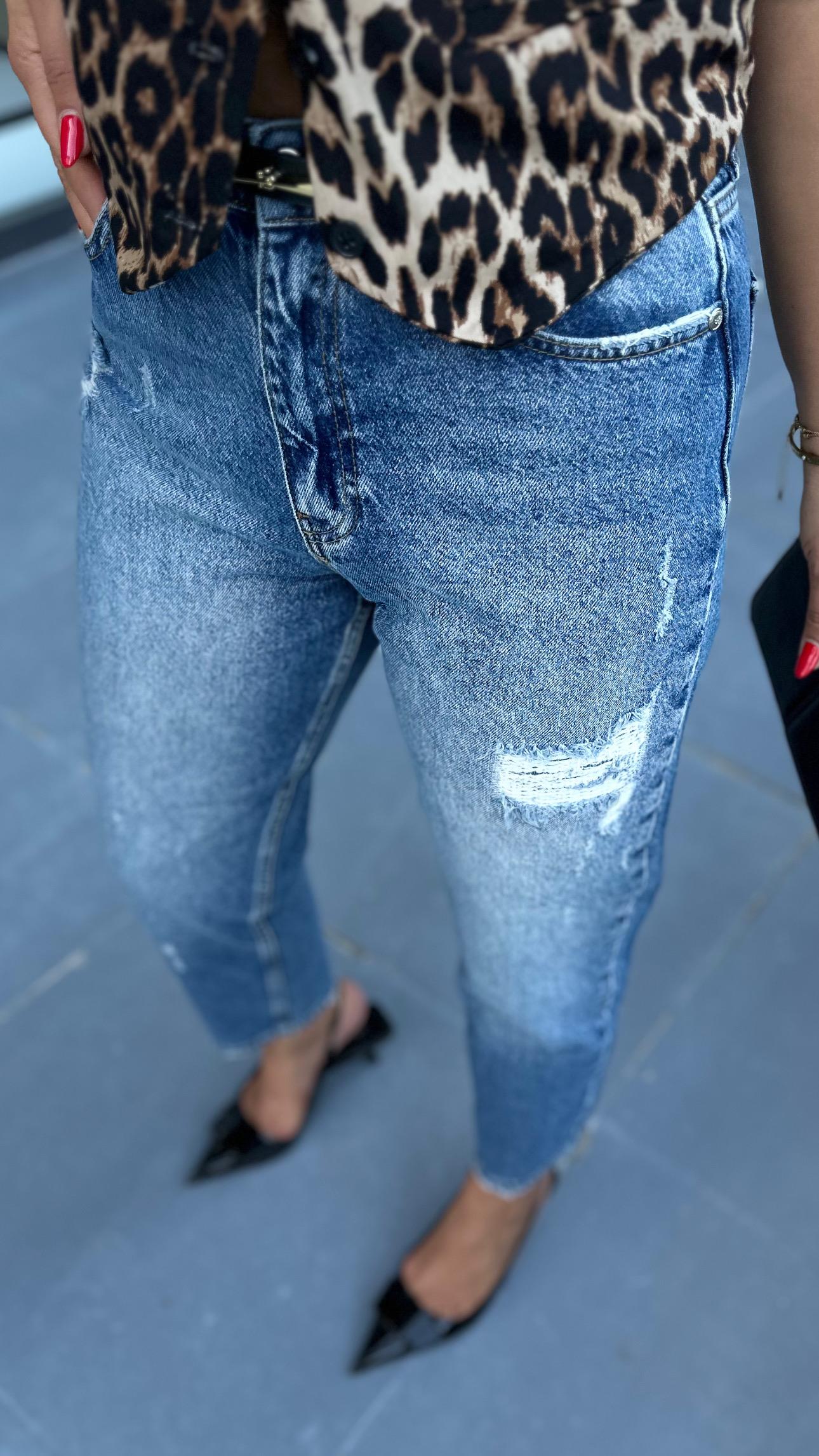 Blue Ripped Look Jeans