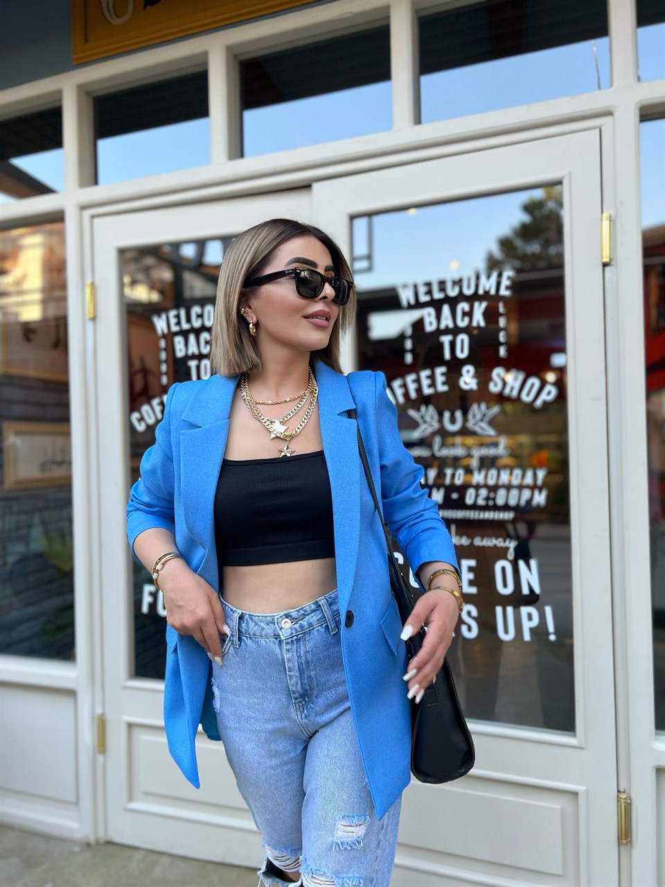 Mavi Yün Efekt Blazer Ceket