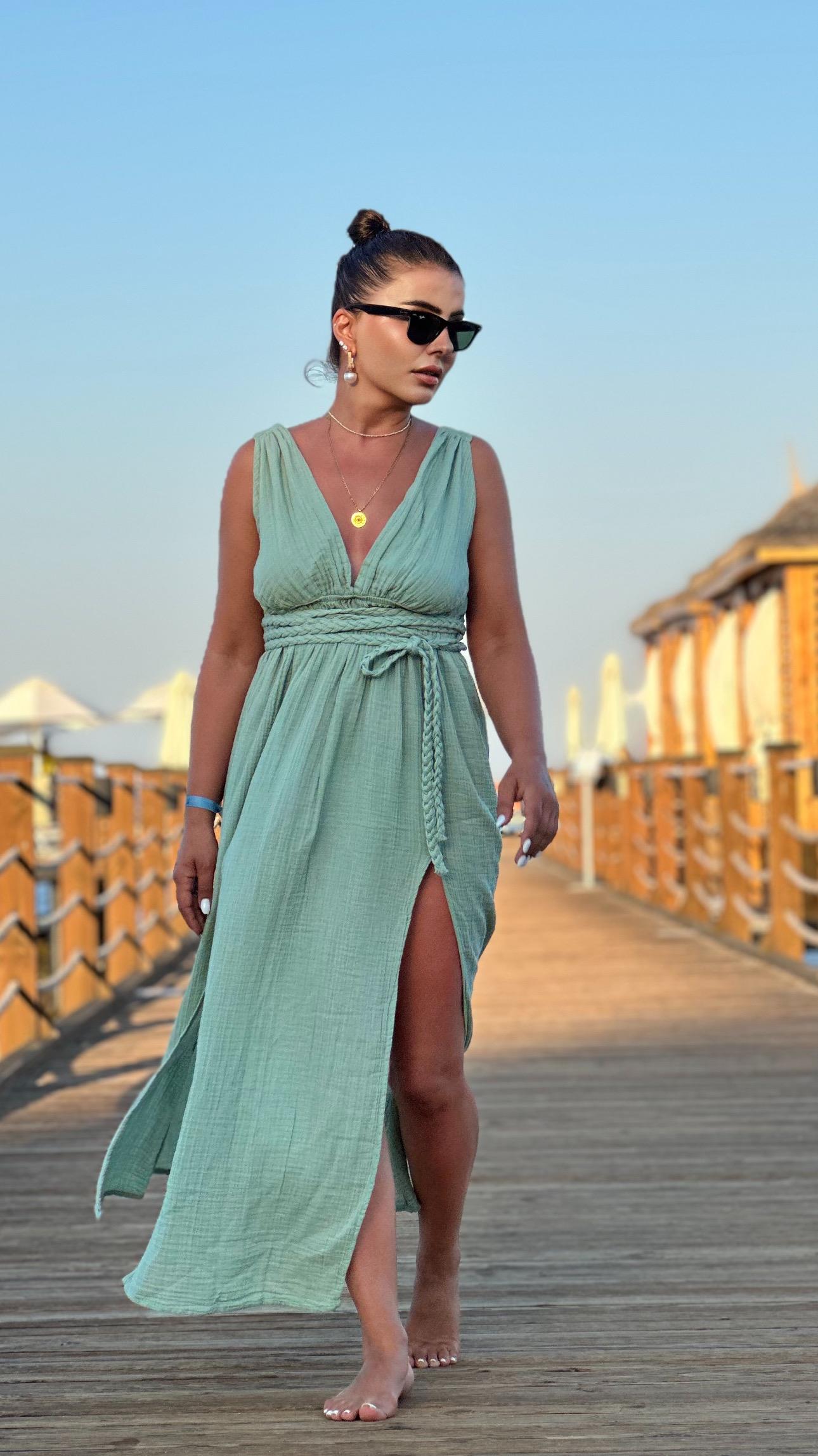 Mint Green Helen Muslin Pareo Dress