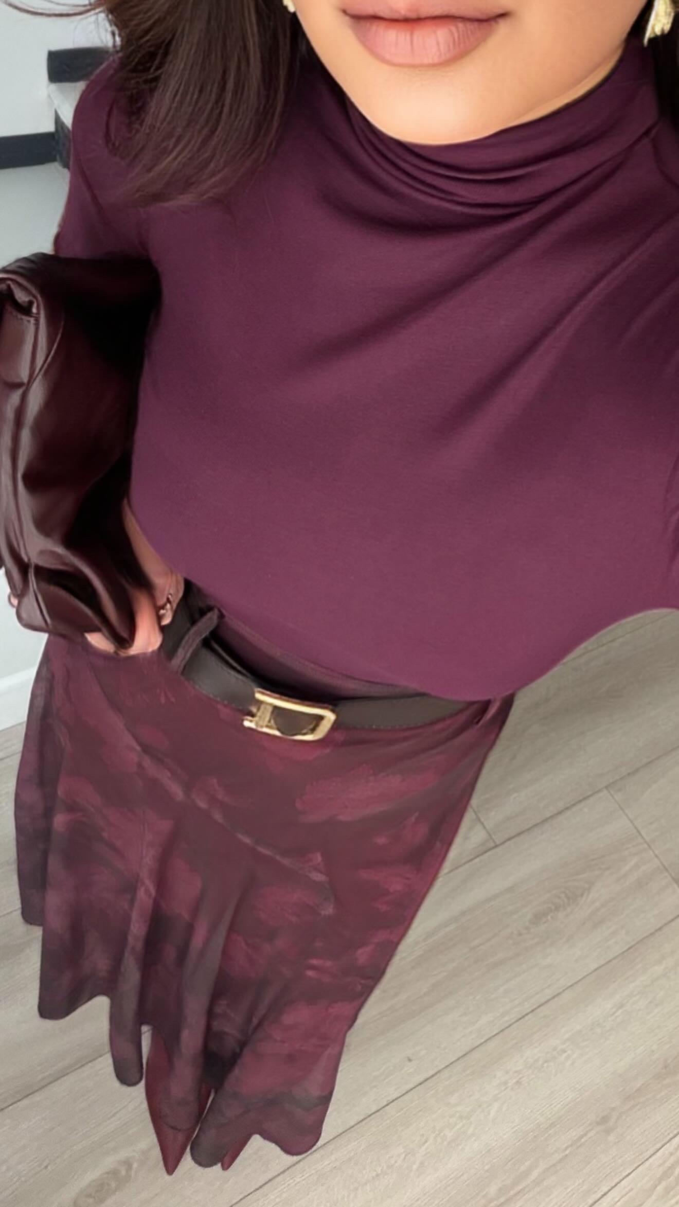 Mürdüm Duble Modal Balıkçı Bluz