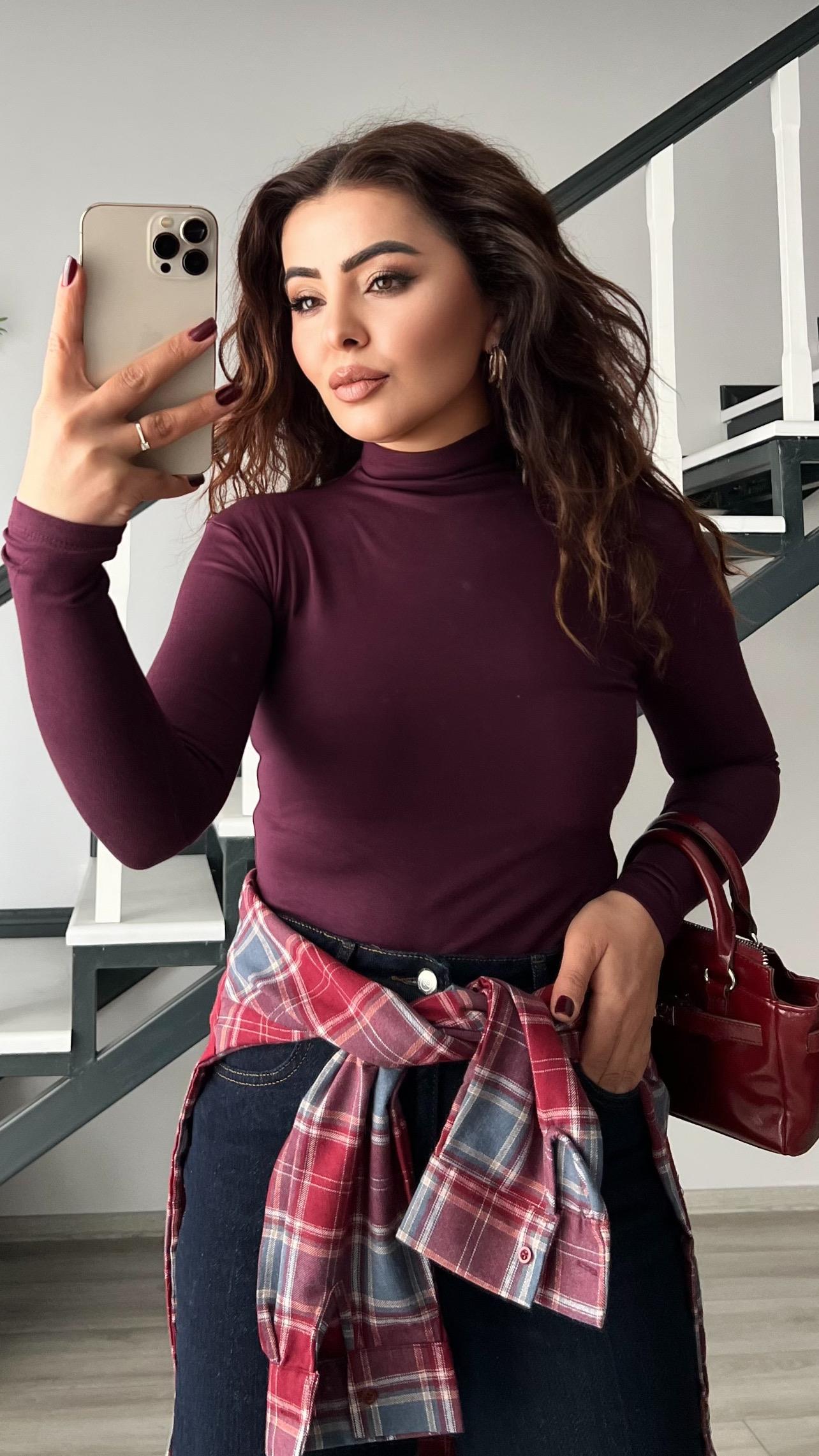 Plum Double Modal Turtleneck Blouse