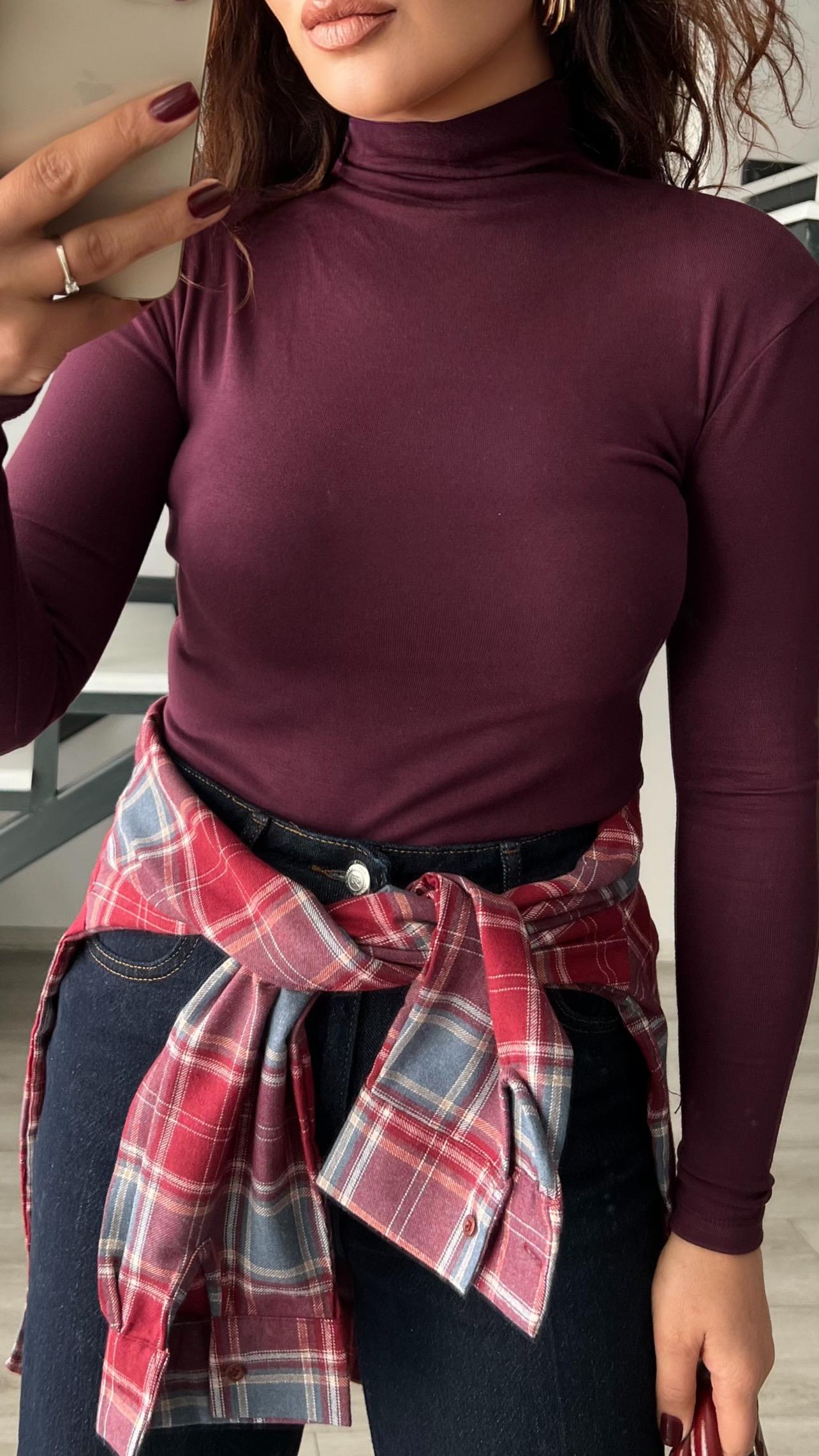 Plum Double Modal Turtleneck Blouse