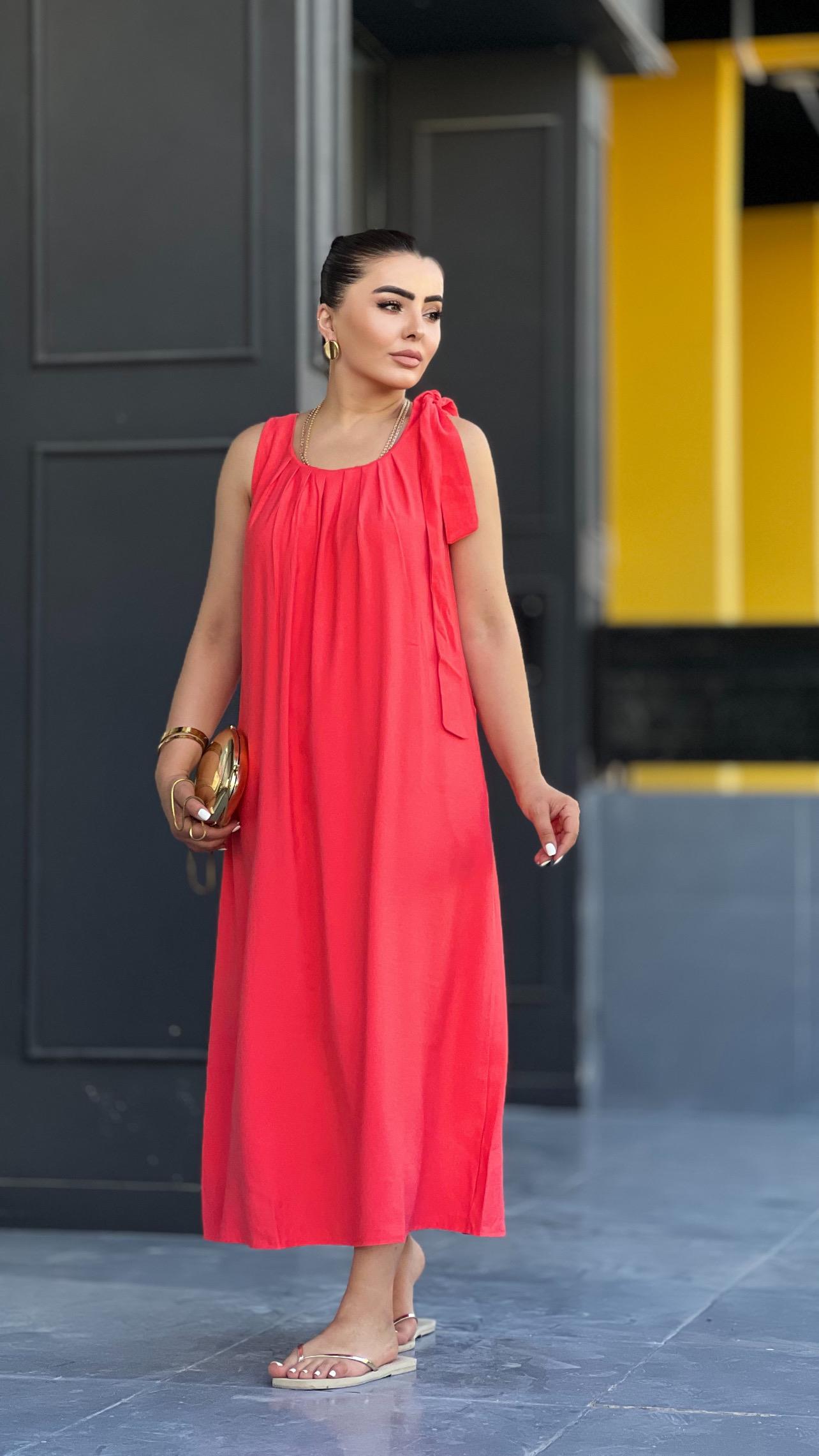 Pomegranate Blossom 100% Cotton Shoulder Tie Dress
