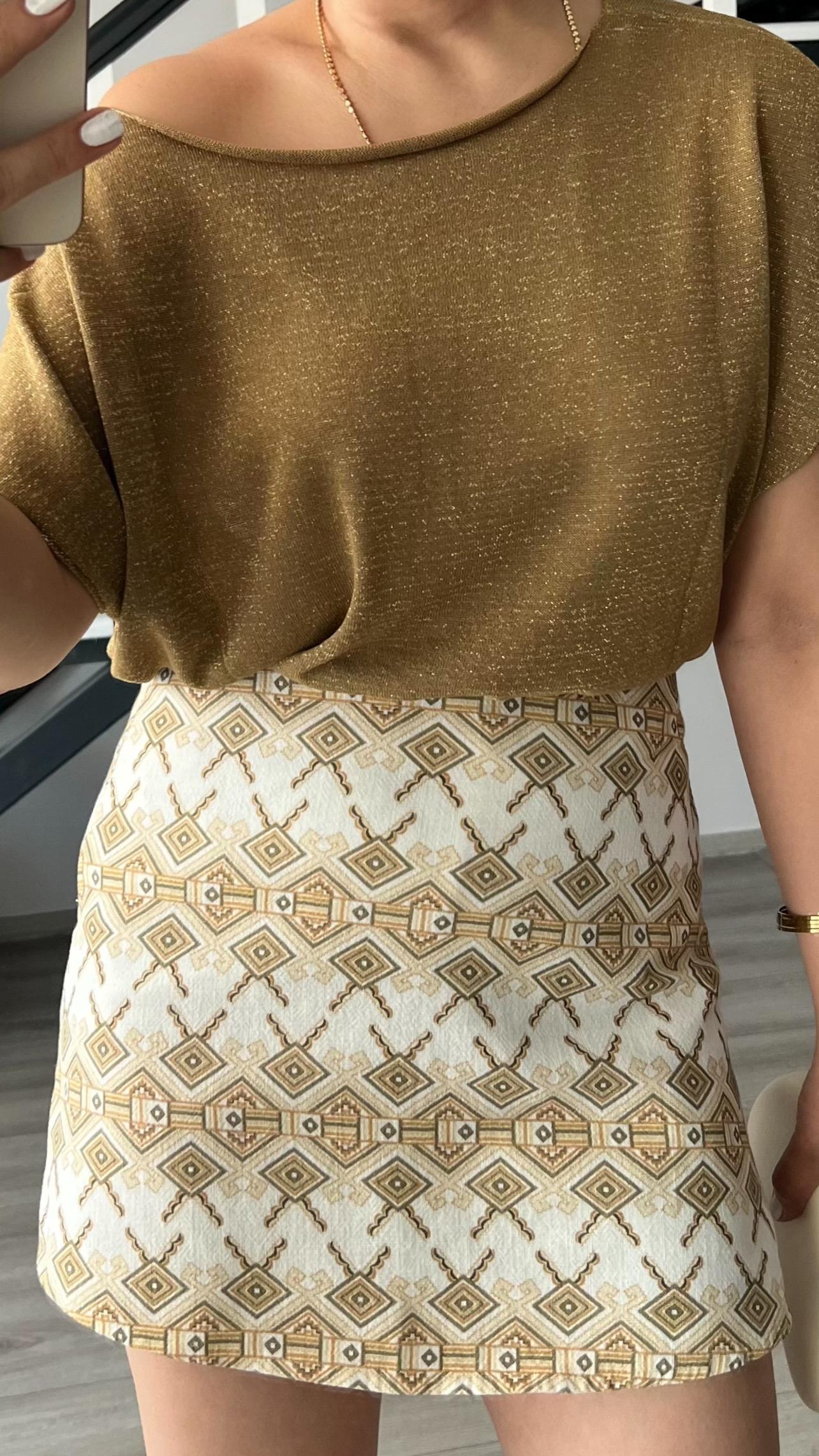 Naturel Desenli Şort Etek
