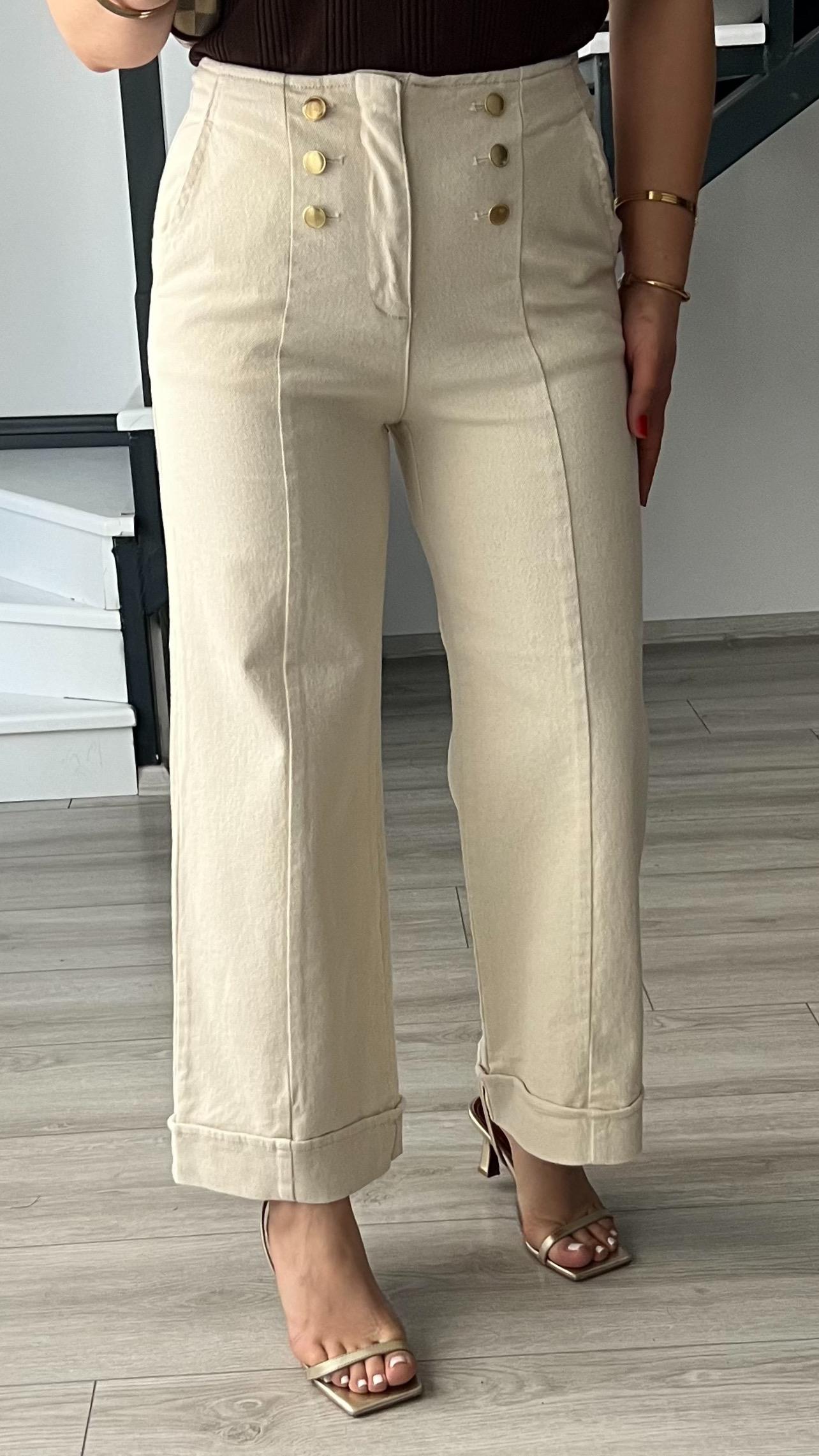 Naturel Gold Düğme Detaylı Duble Paça Jean