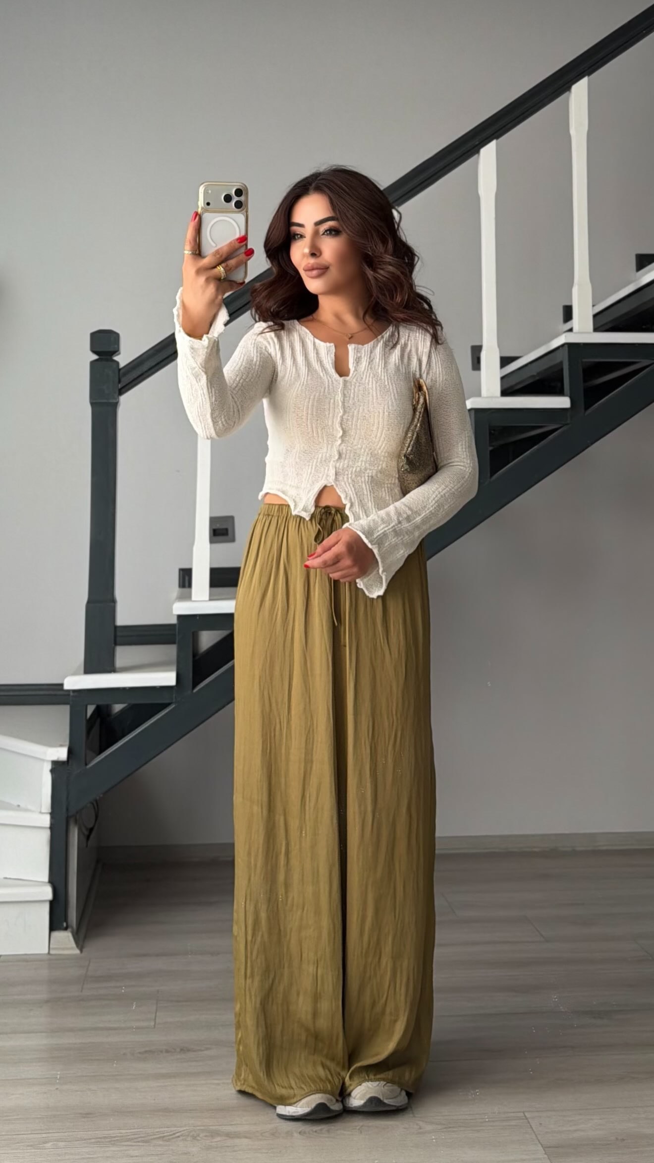 Olive Draped Satin Pants
