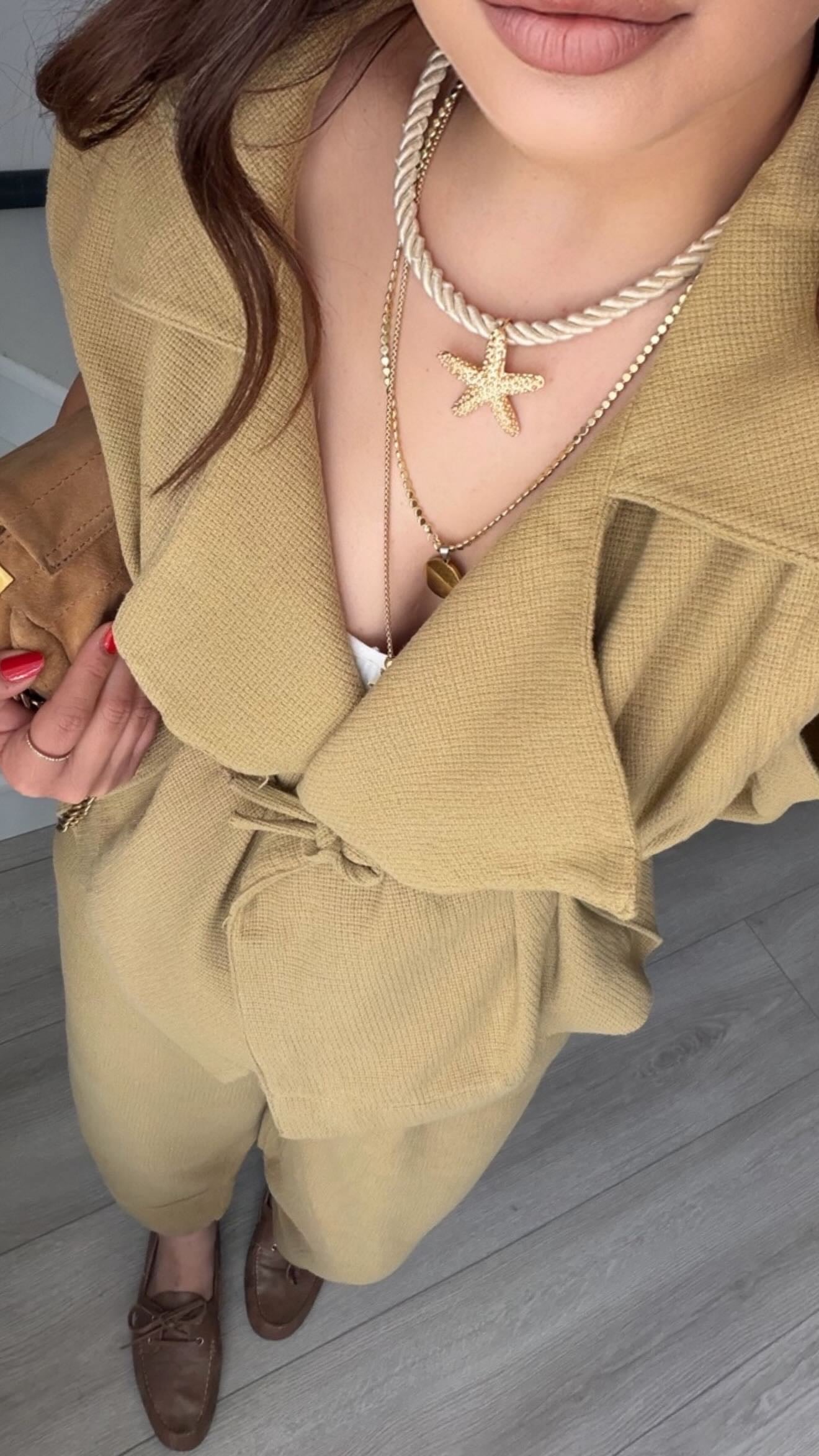 Olive Organik Keten Yelek-Pantolon Takım