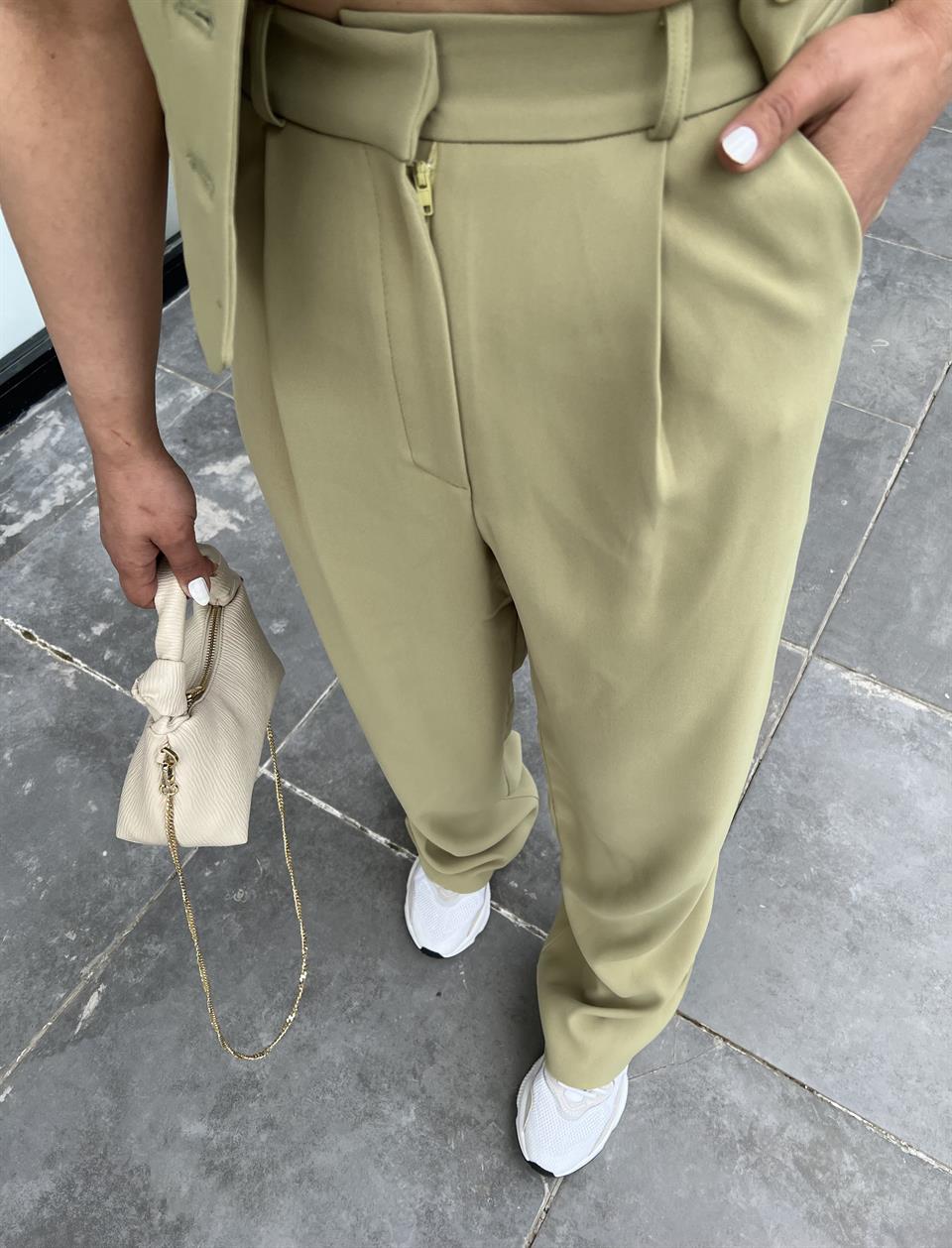 Olive Palazzo Pantolon