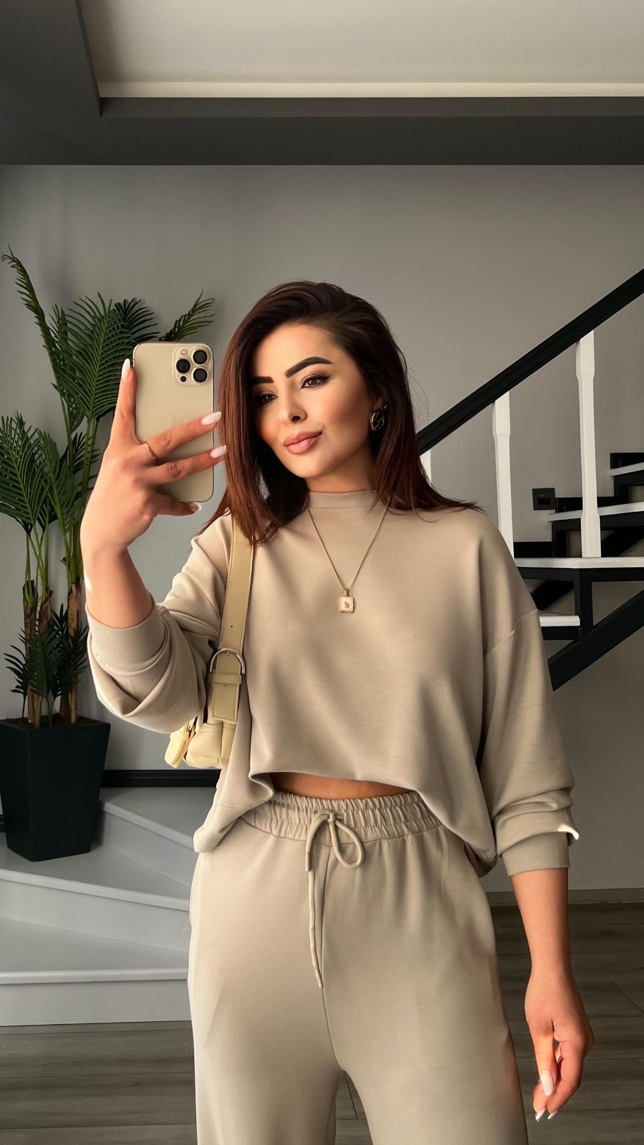 Orijinal Marka Bej Sweat - Pantolon Takım