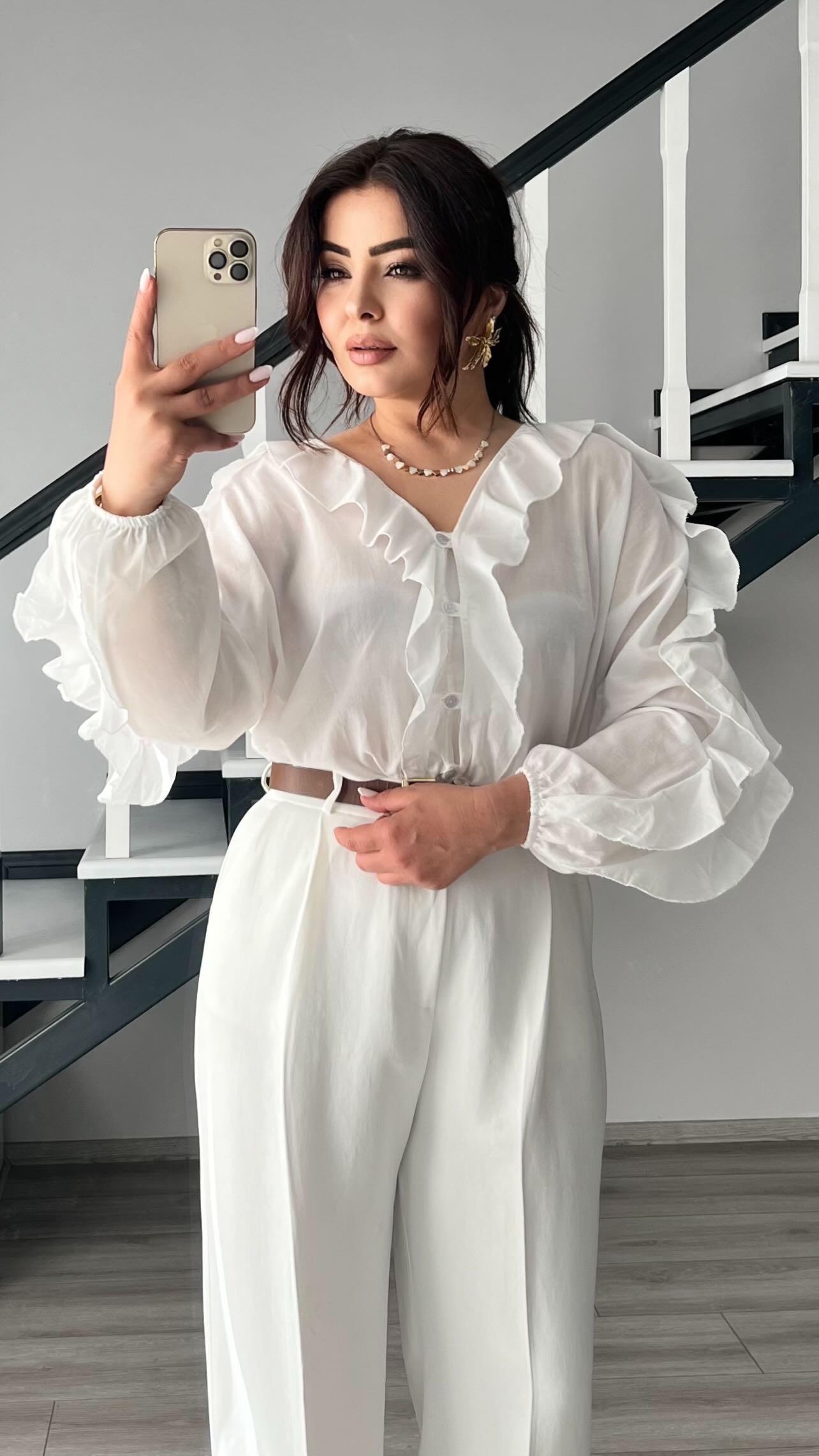 Original Brand White Ruffled Shirt
