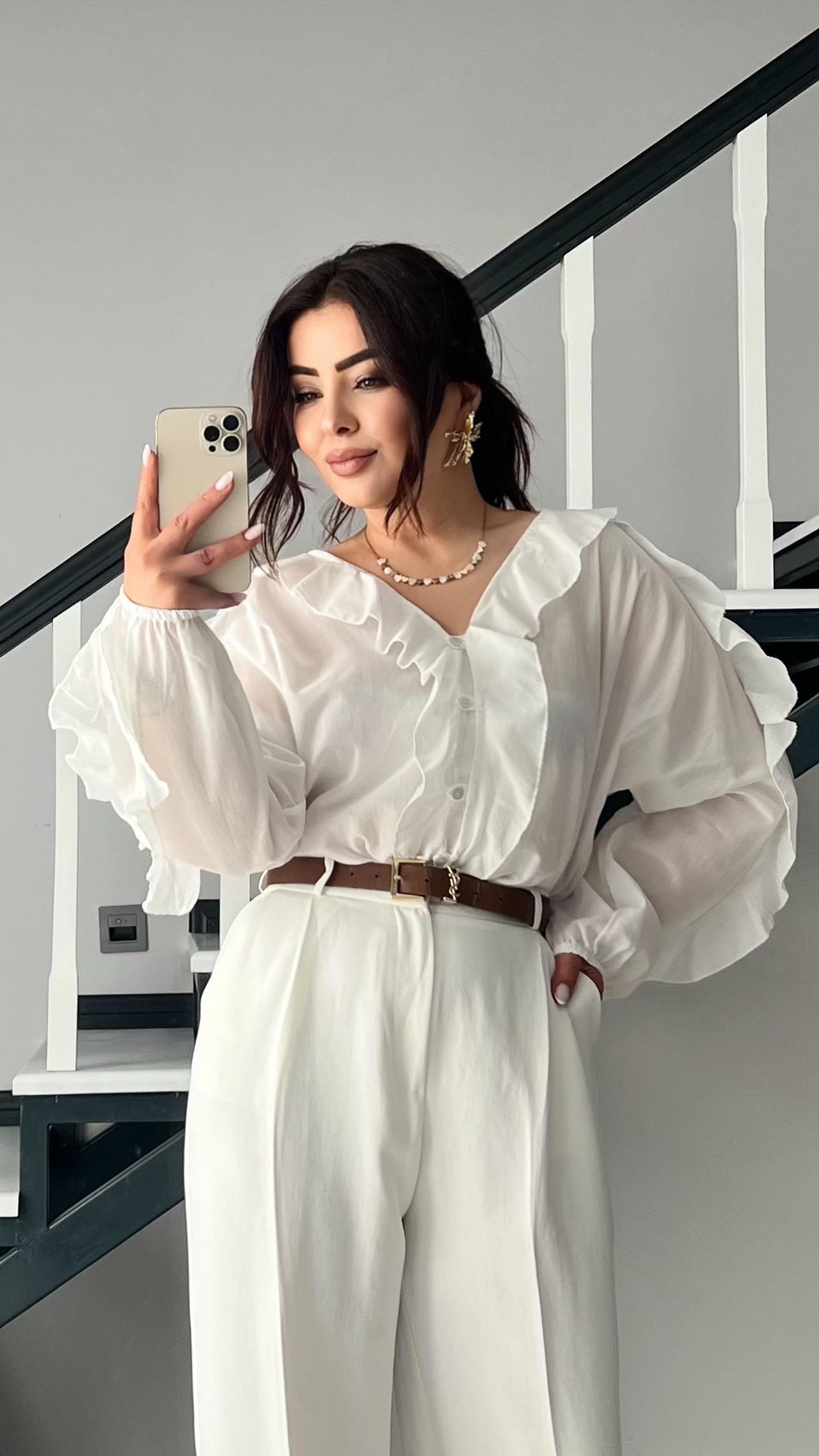 Original Brand White Ruffled Shirt